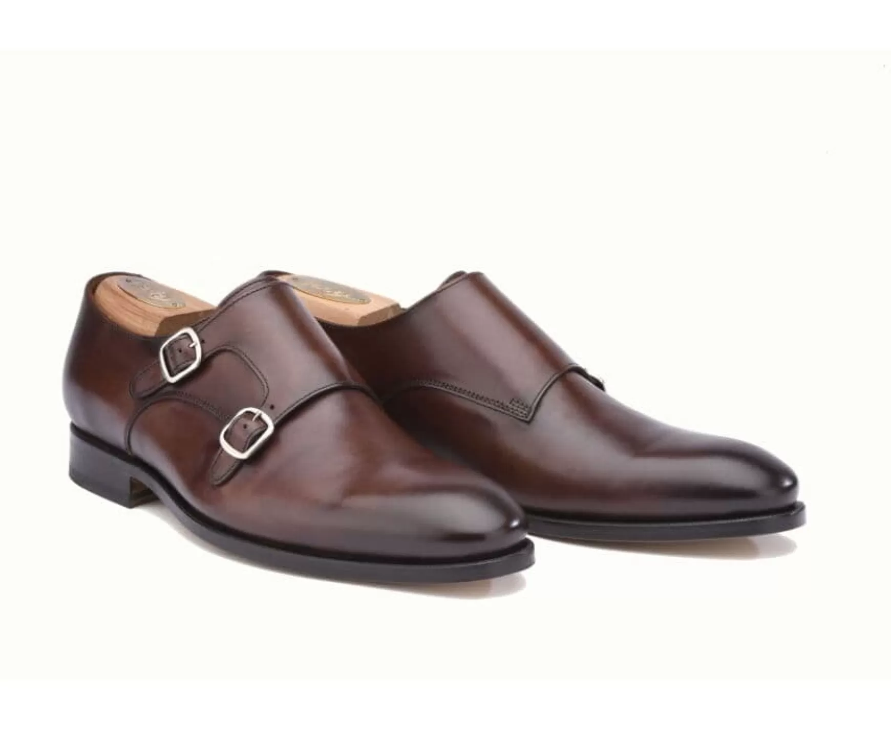 Bexley Comfort Shoes | Double Buckle Shoes Chigwell Patina Chocolate