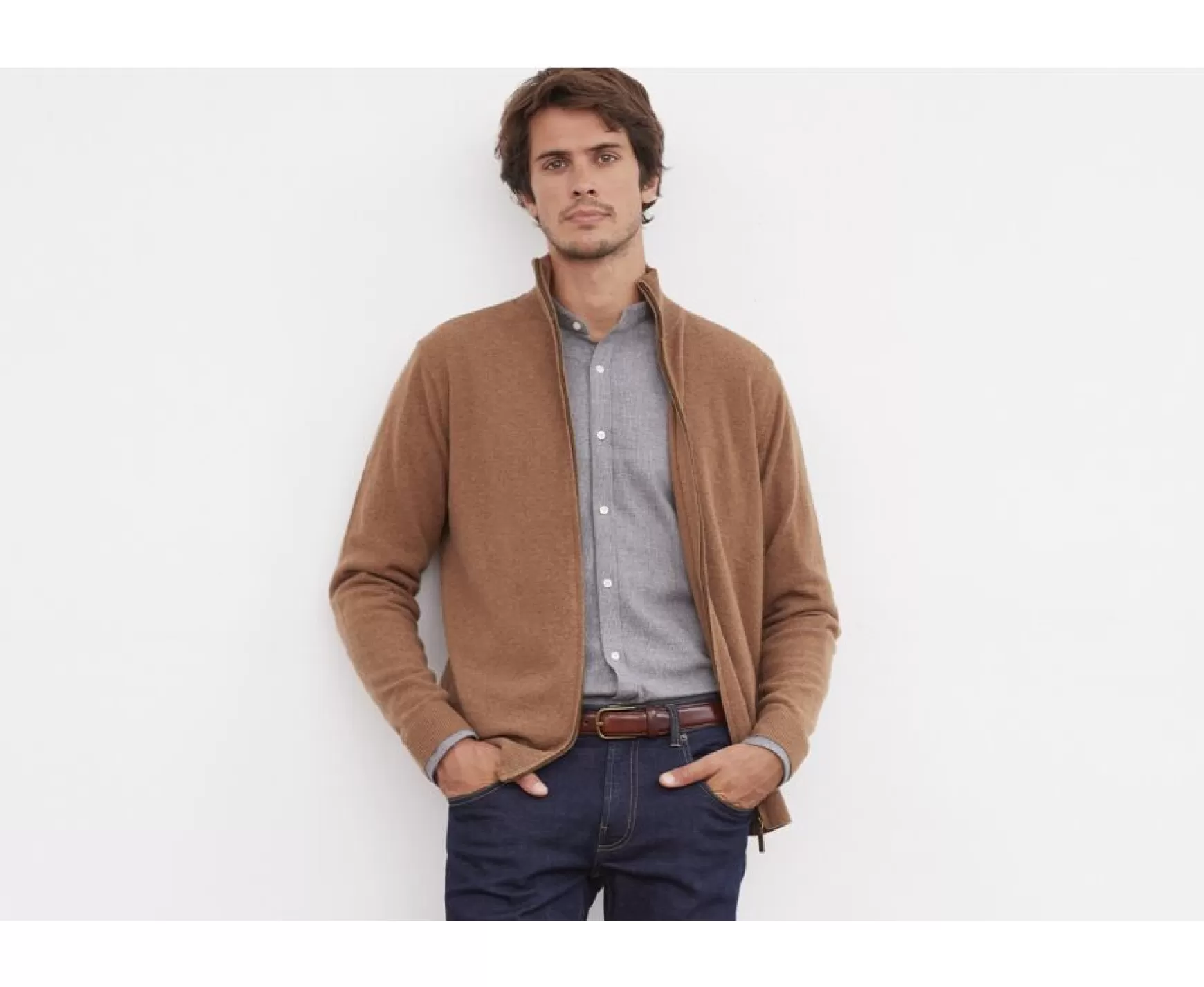 Bexley | Full-Zip Wool Cardigan Kanty Melange Hazelnut