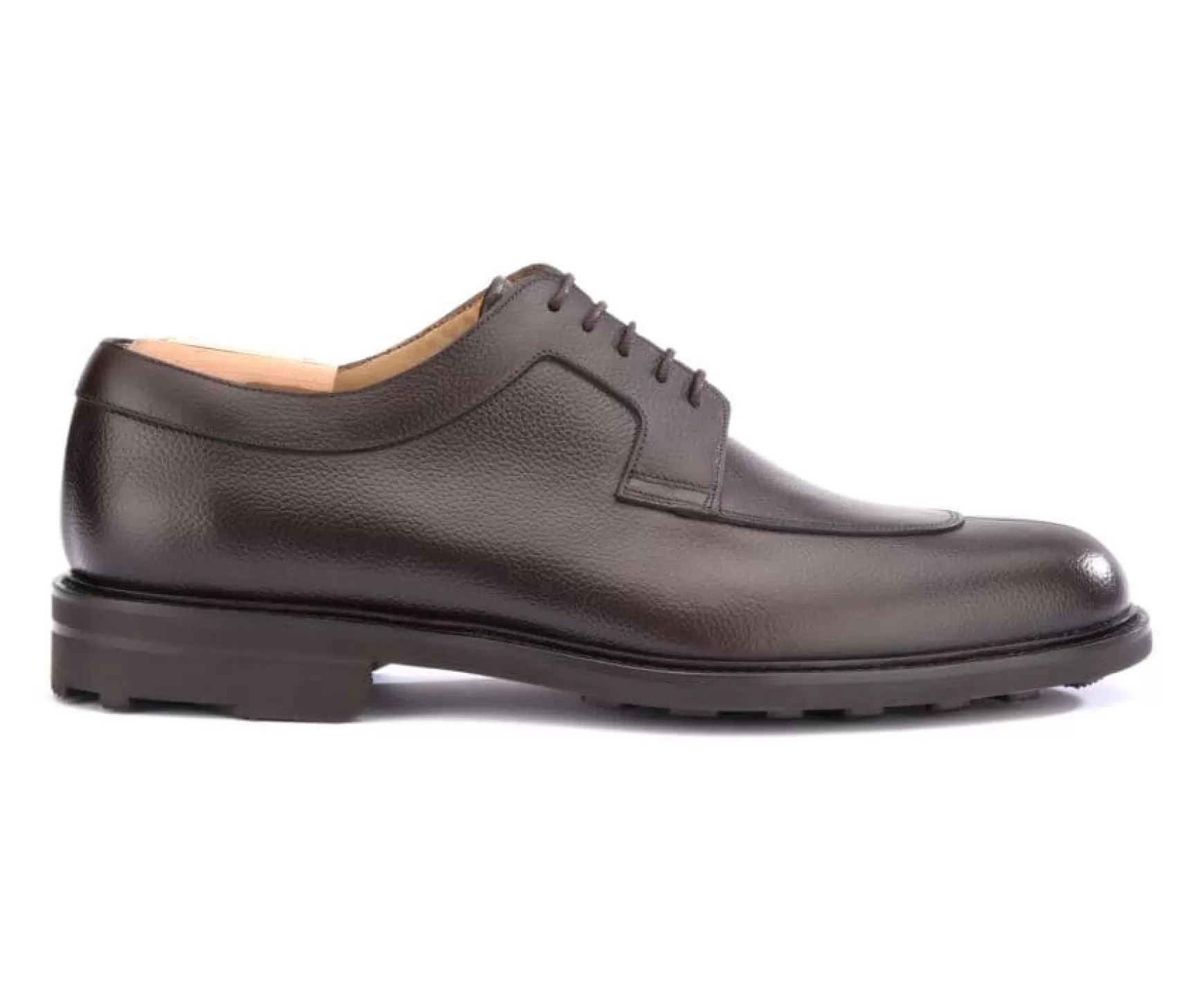 Bexley Comfort Shoes | Grained Chocolate Derby Shoes - Rubber Outsole Kent Gomme Country Chocolate Grained Leather