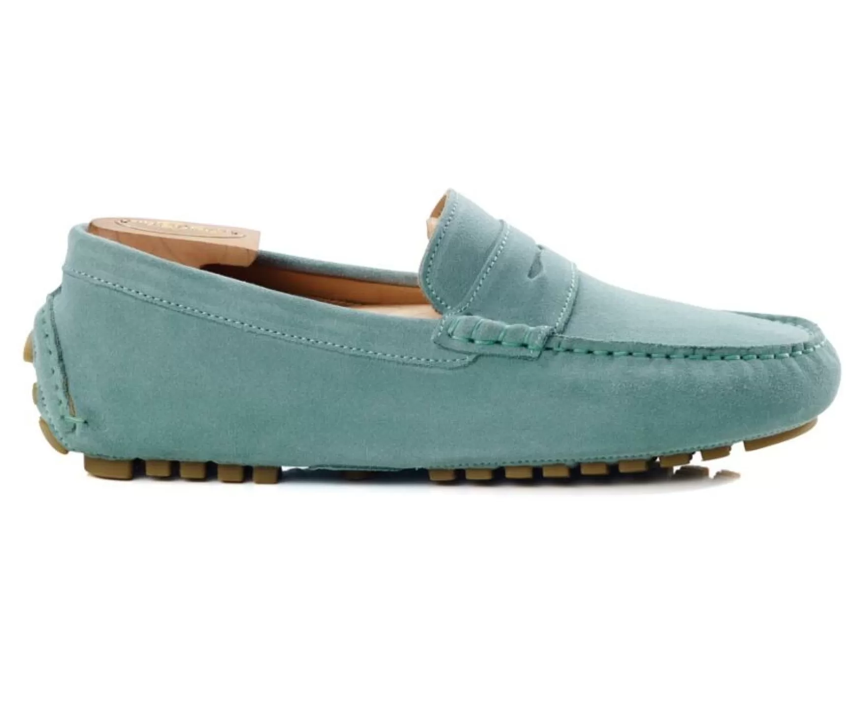 Bexley Moccasins | Green Mint Velvet Men'S Driving Moccassins Ferguson Velours Vert Menthe