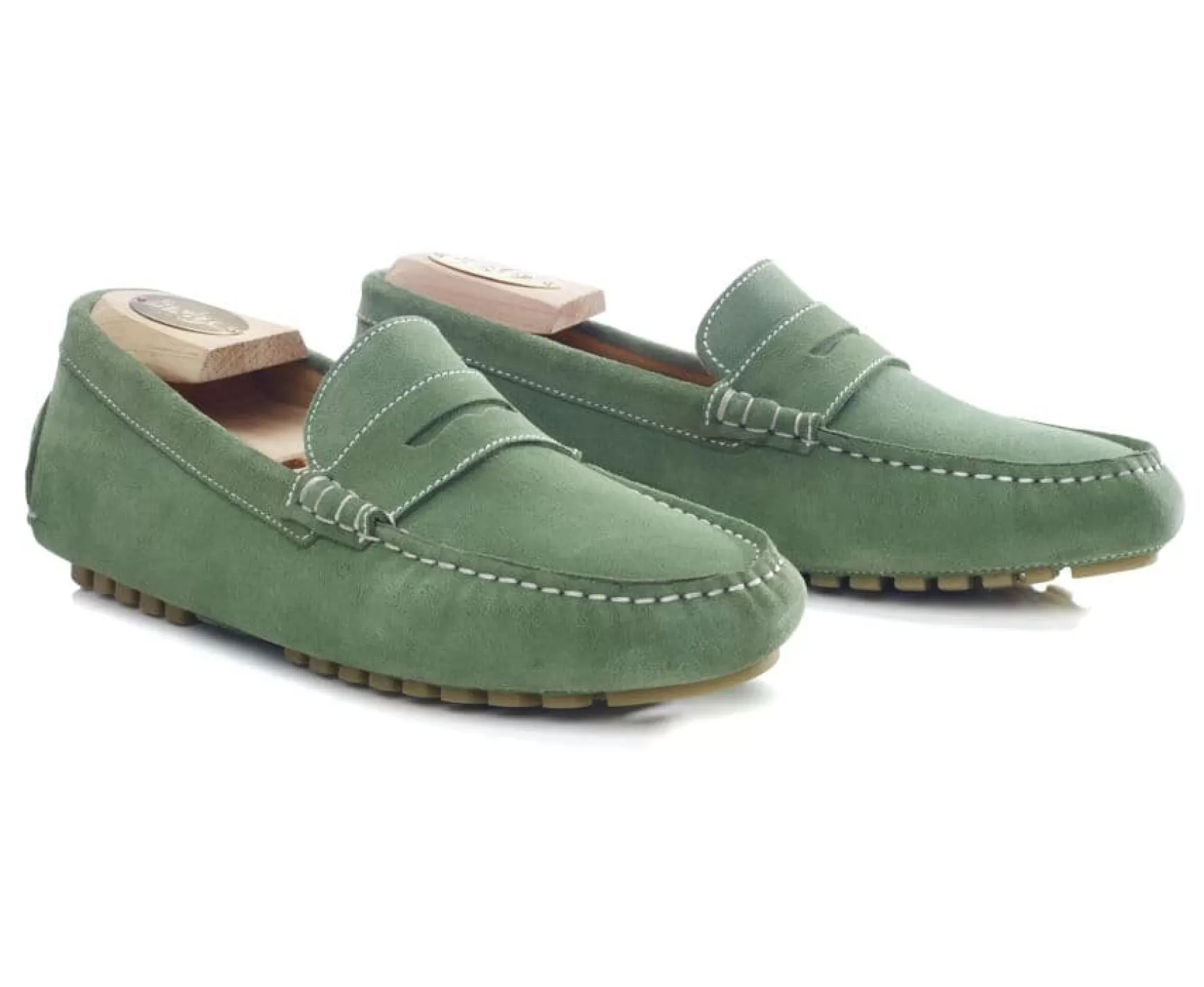 Bexley Moccasins | Green Velvet Men'S Driving Moccasins Ferguson Green Suede