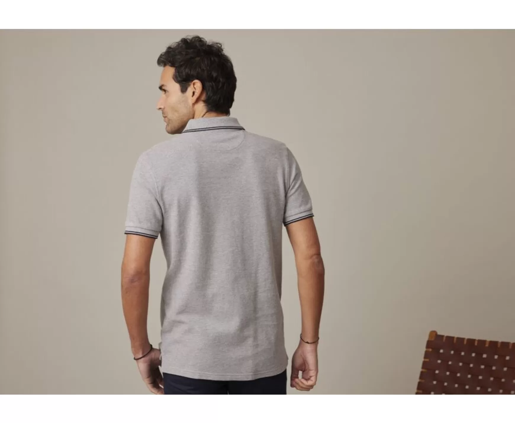 Bexley Adjusted Fit | Grey Melange & Navy Men'S Polo Shirt Adney Grey Melange And Navy