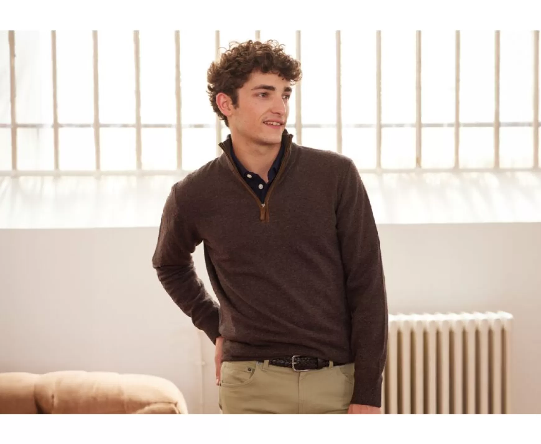 Bexley | Half-Zip Wool Jumper Keithy Dark Chocolate