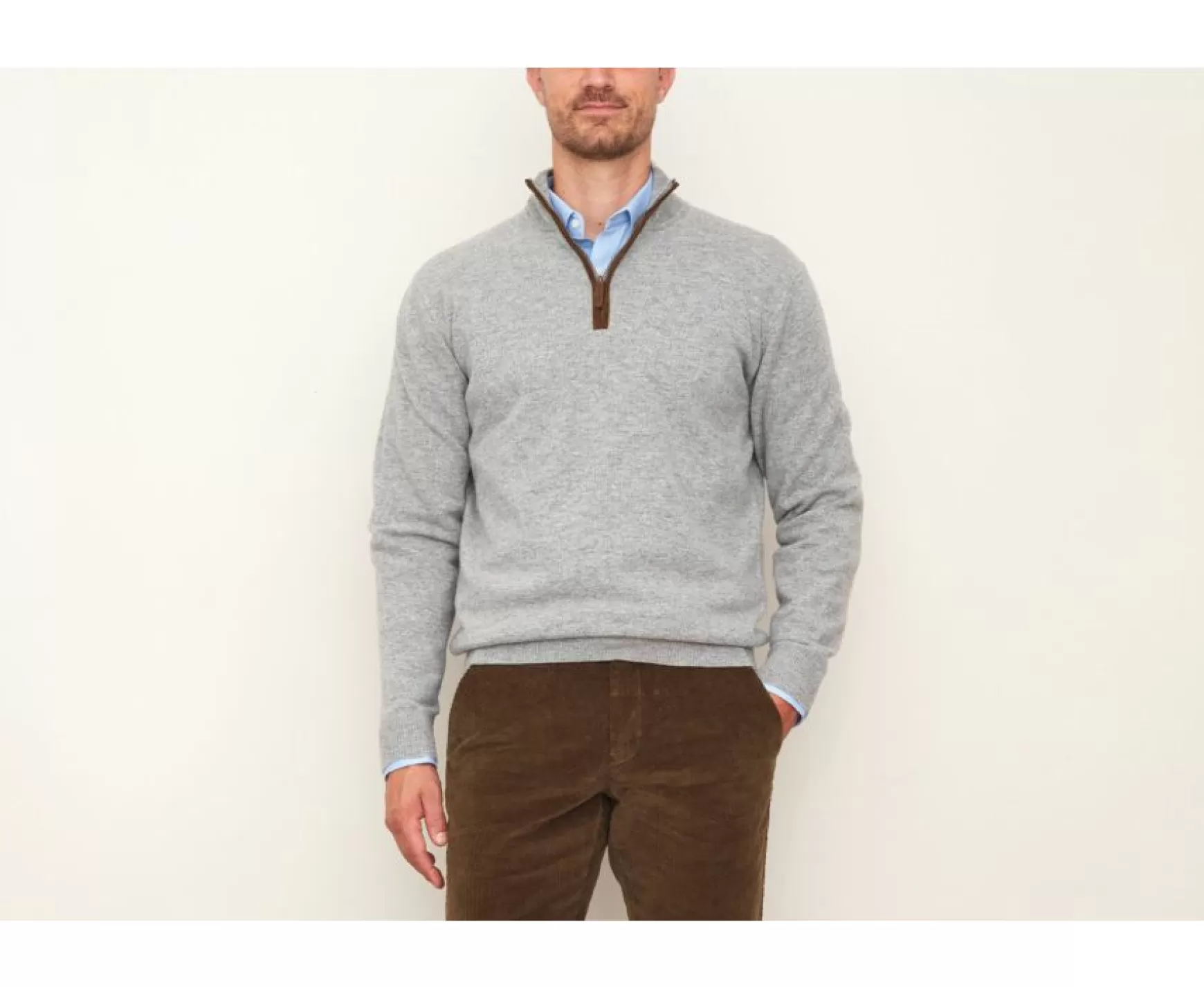 Bexley | Half-Zip Wool Jumper Keithy Grey Melange