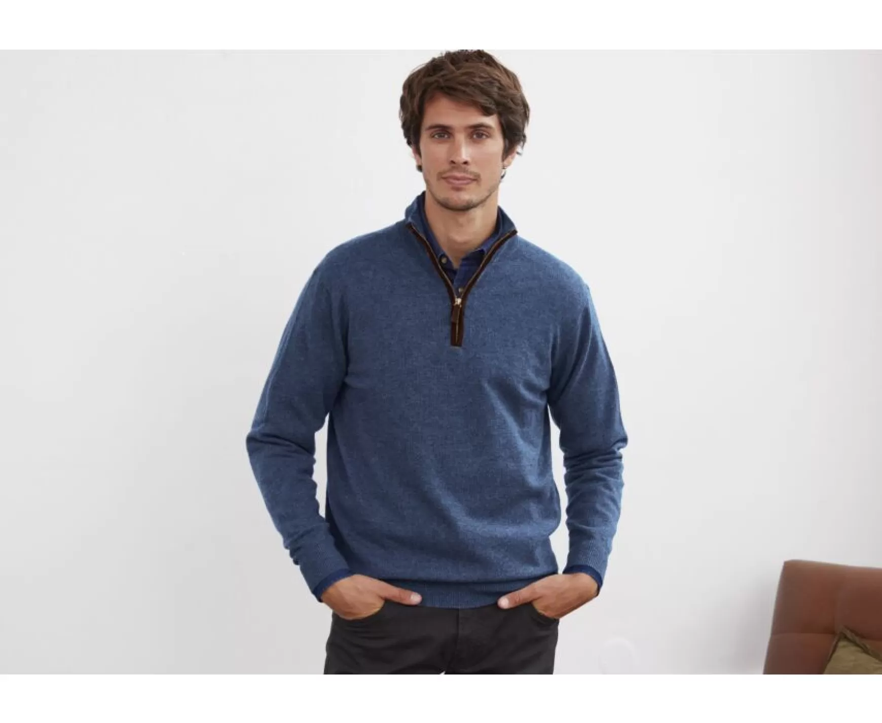 Bexley | Half-Zip Wool Jumper Keithy Prussian Blue