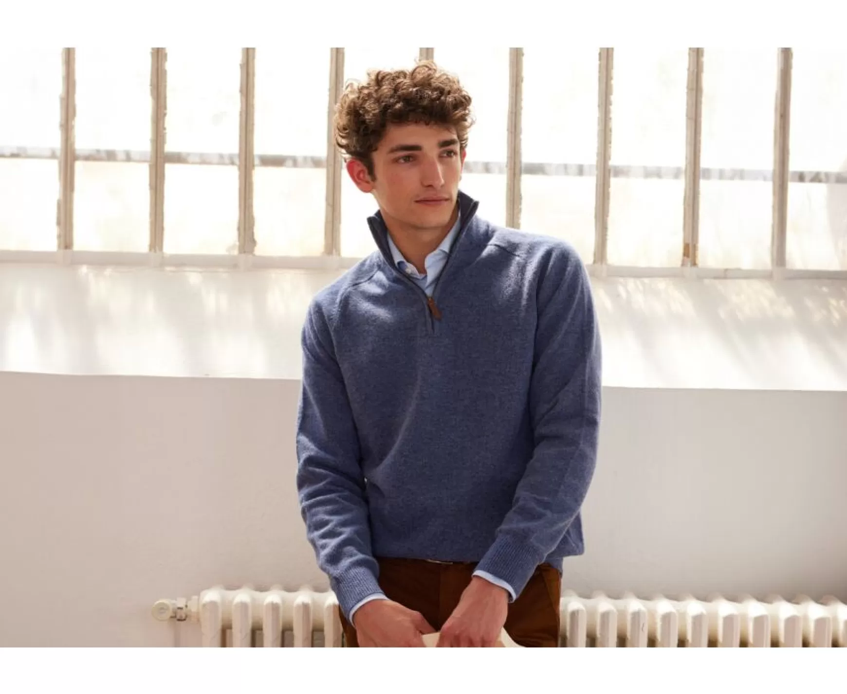 Bexley | Half-Zip Wool Jumper Kenneth Dark Blue Melange