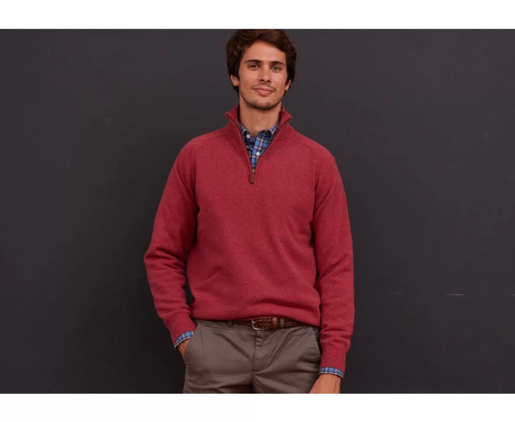 Bexley | Half-Zip Wool Jumper Kenneth Red Melange