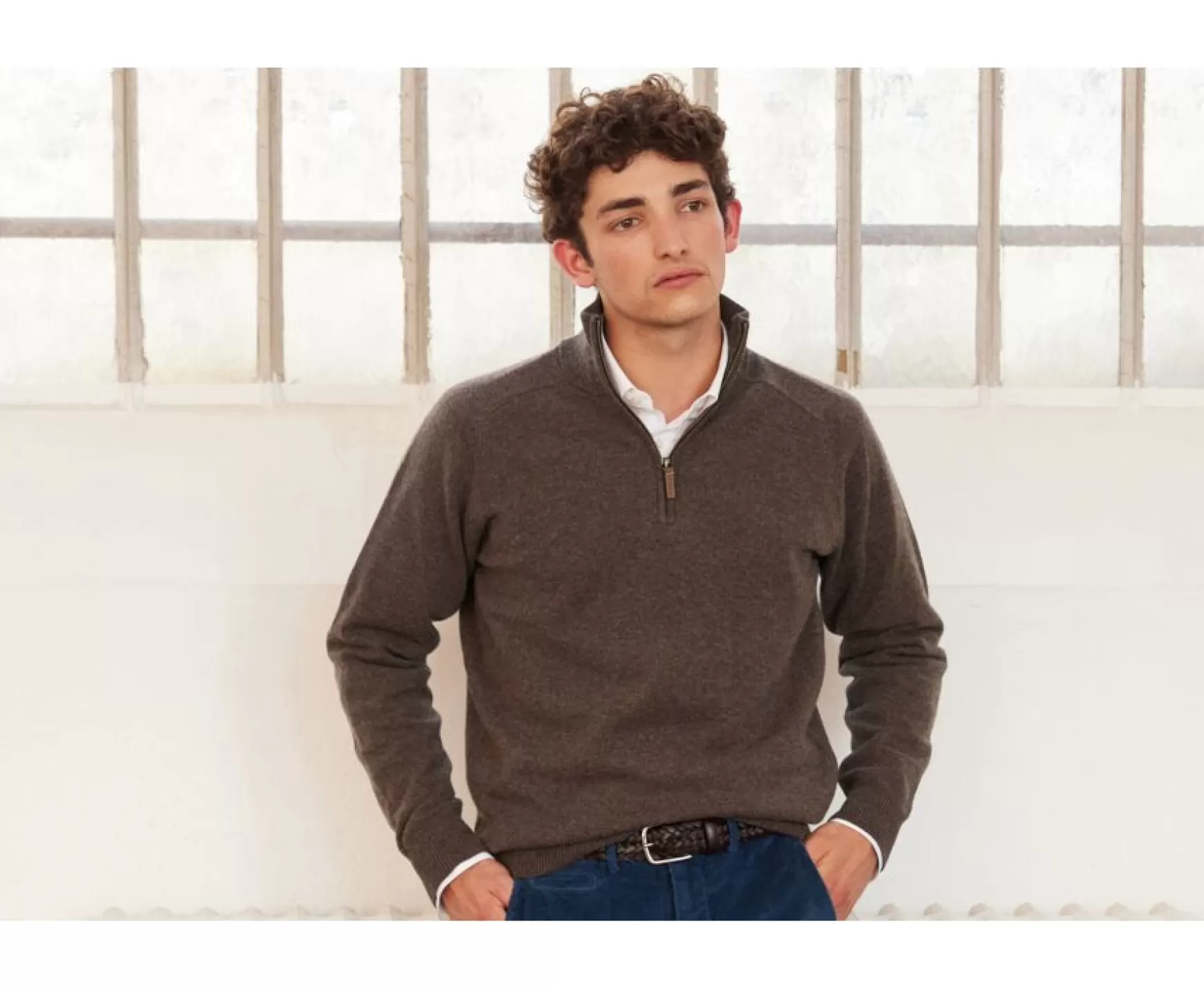 Bexley | Half-Zip Wool Jumper Kenneth Chocolate Melange