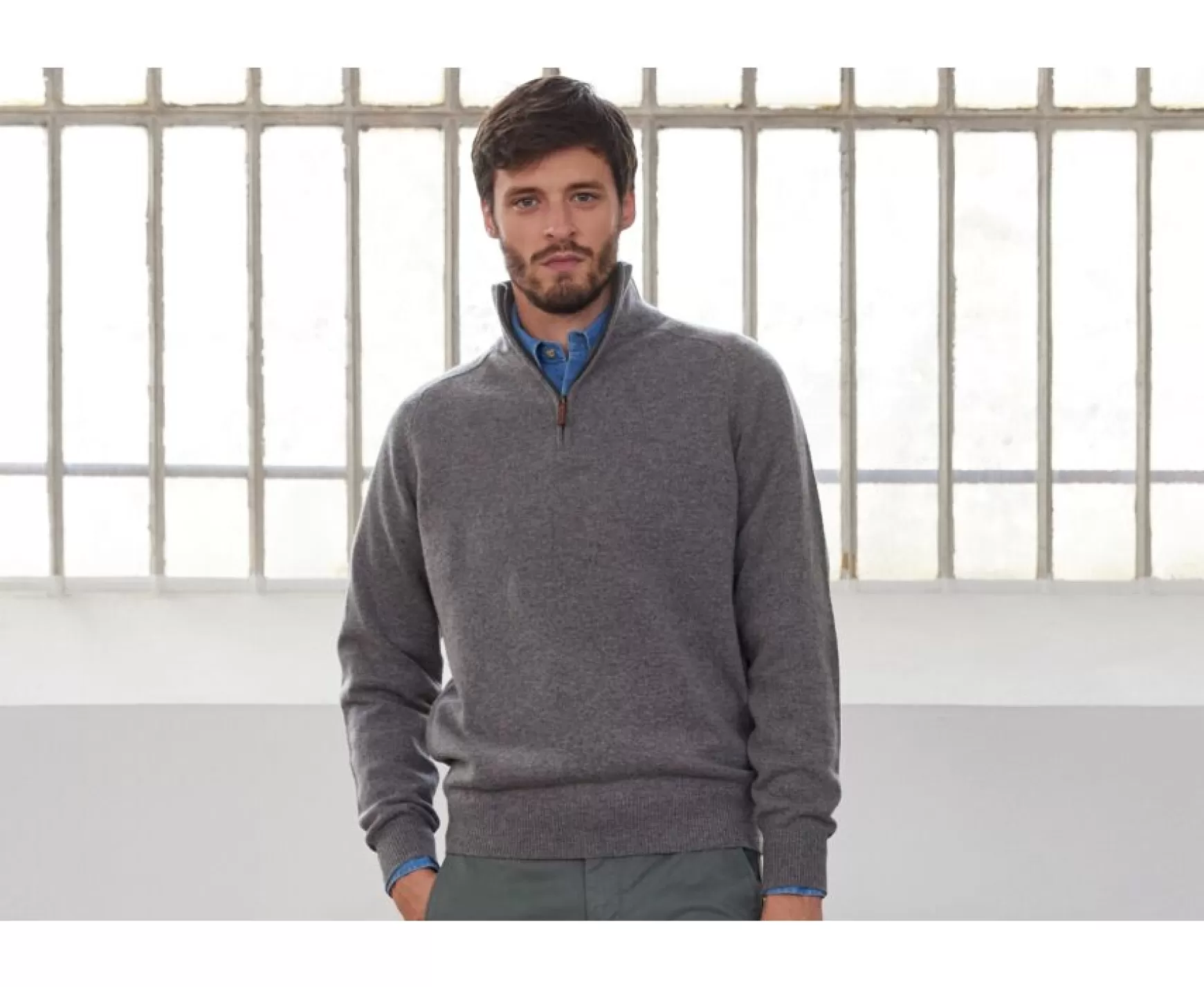 Bexley | Half-Zip Wool Jumper Kenneth Grey Melange