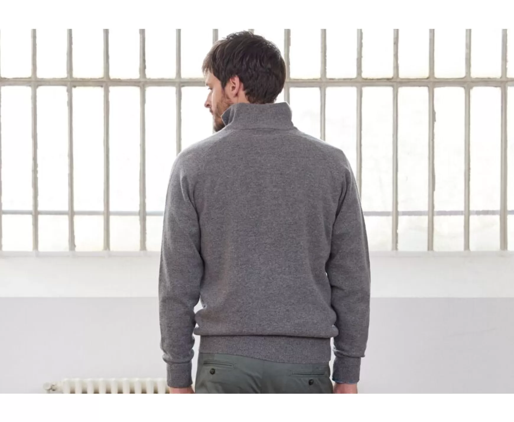 Bexley | Half-Zip Wool Jumper Kenneth Grey Melange