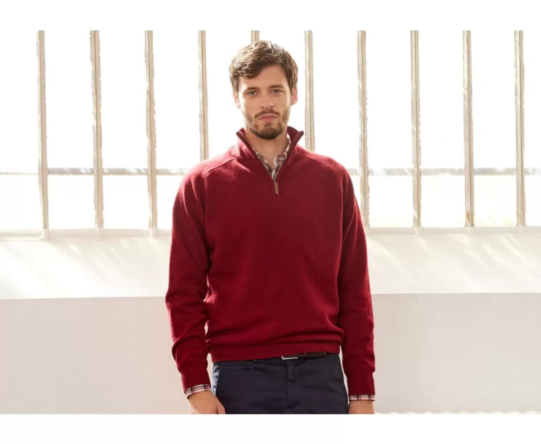 Bexley | Half-Zip Wool Sweater - Kenneth | Dark Red