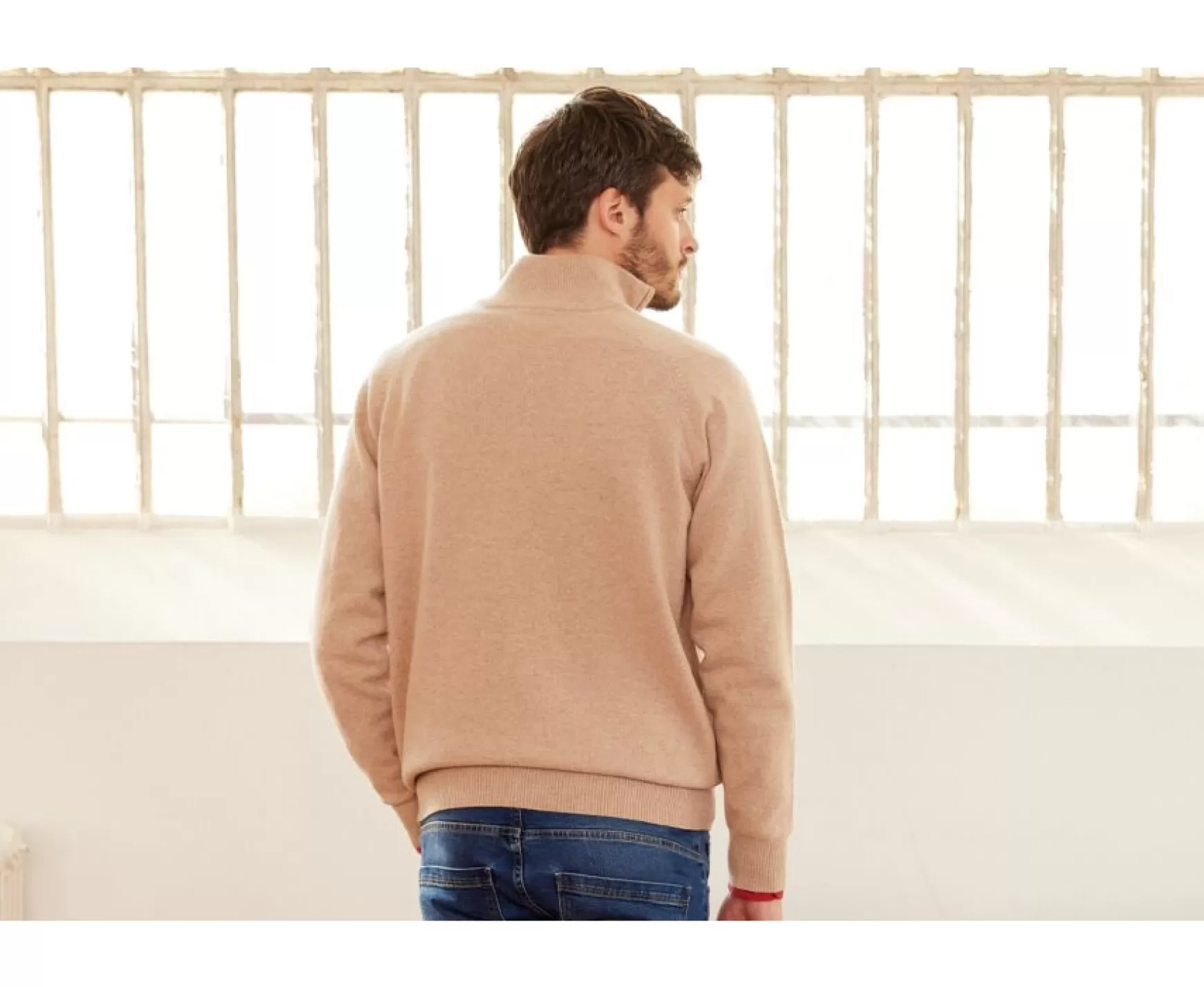 Bexley | Half-Zip Wool Sweater - Kenneth | Beige Melange