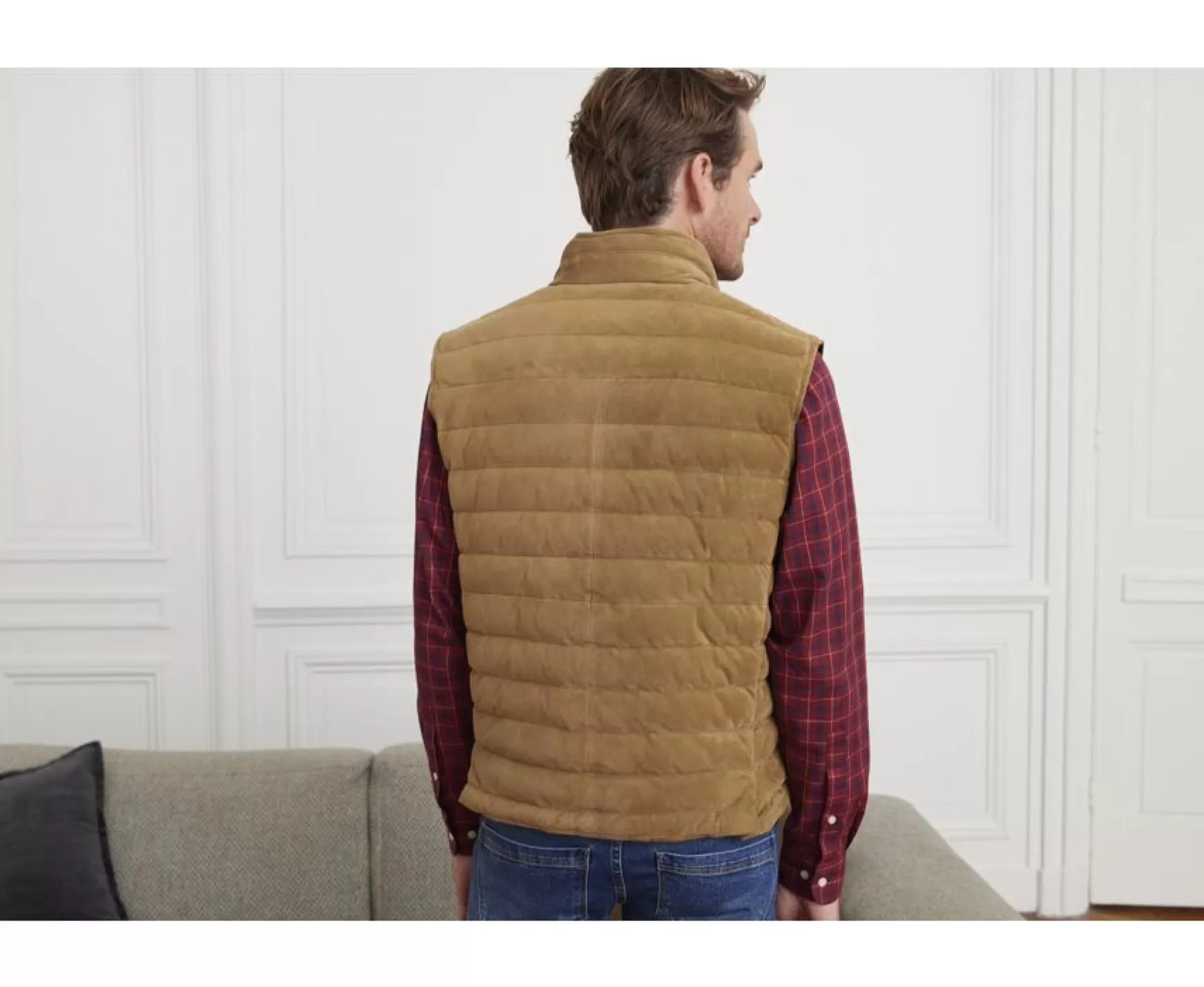 Bexley | Hazelnut Leather Sleeveless Down Gilet Niklas Chamois