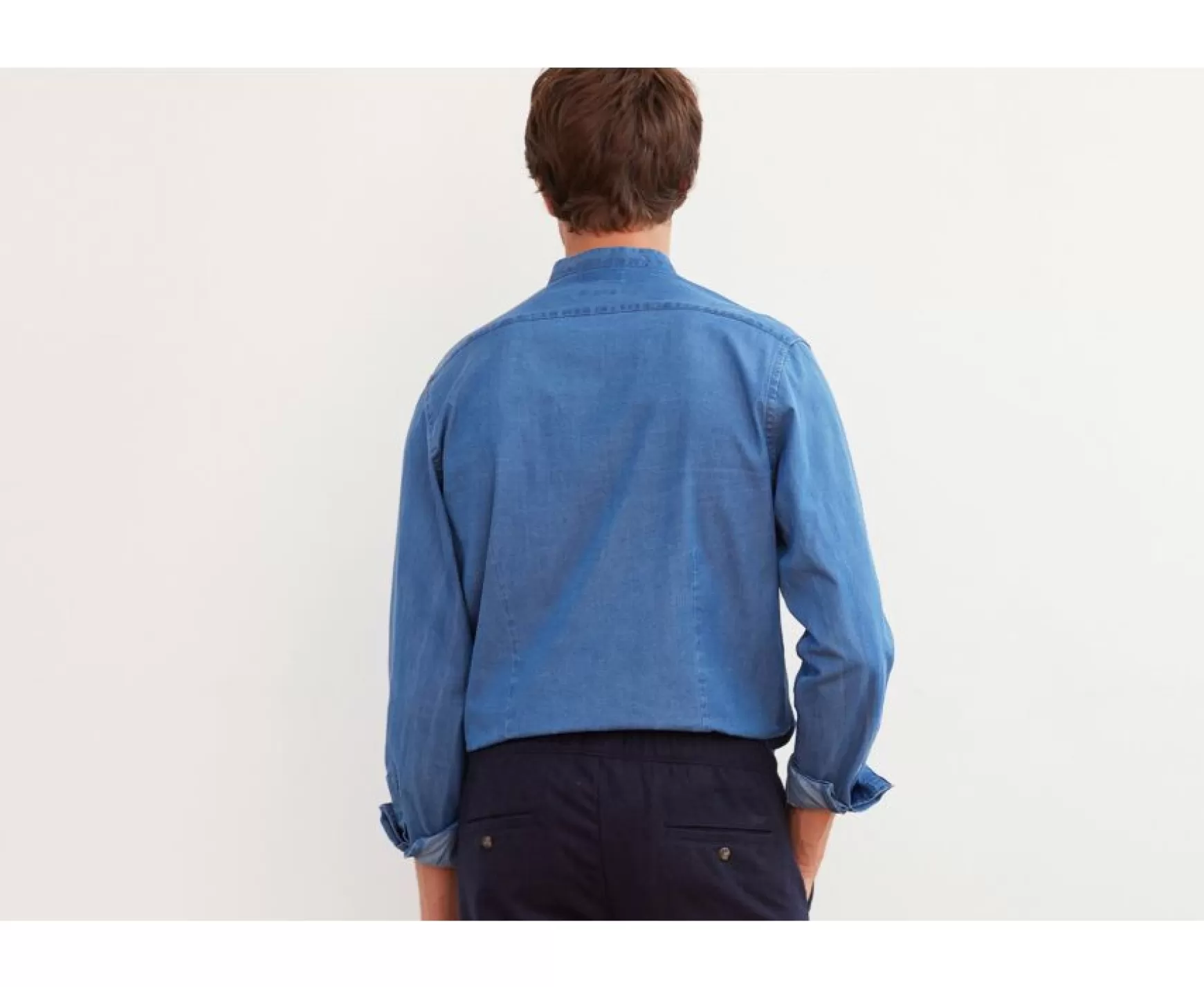 Bexley | Indigo Shirt - Collarless Joseph Denim