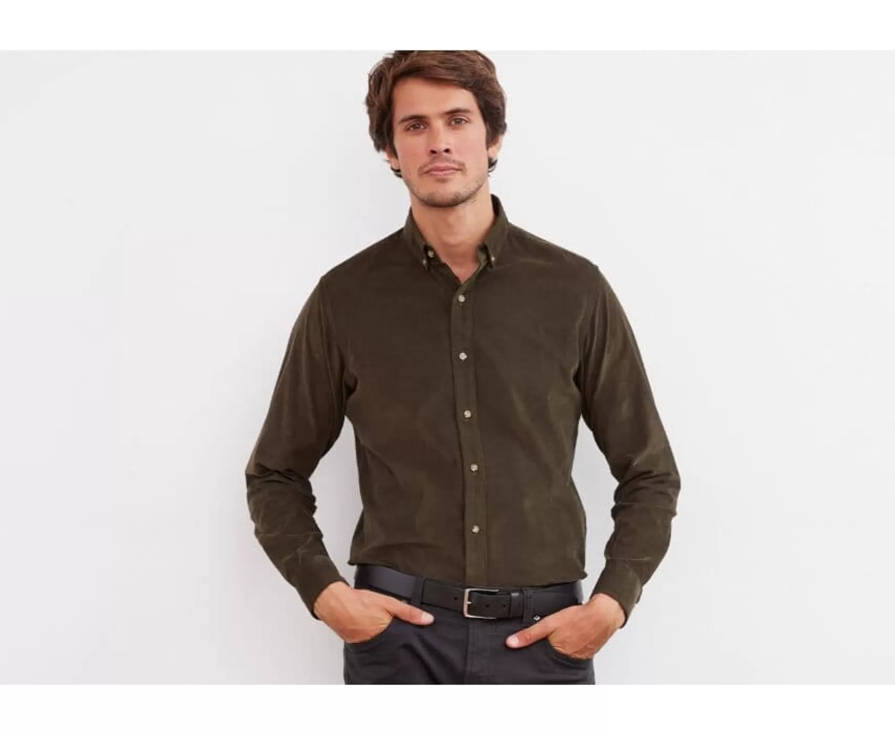 Bexley | Khaki Corduroy Shirt Wayne Kaki