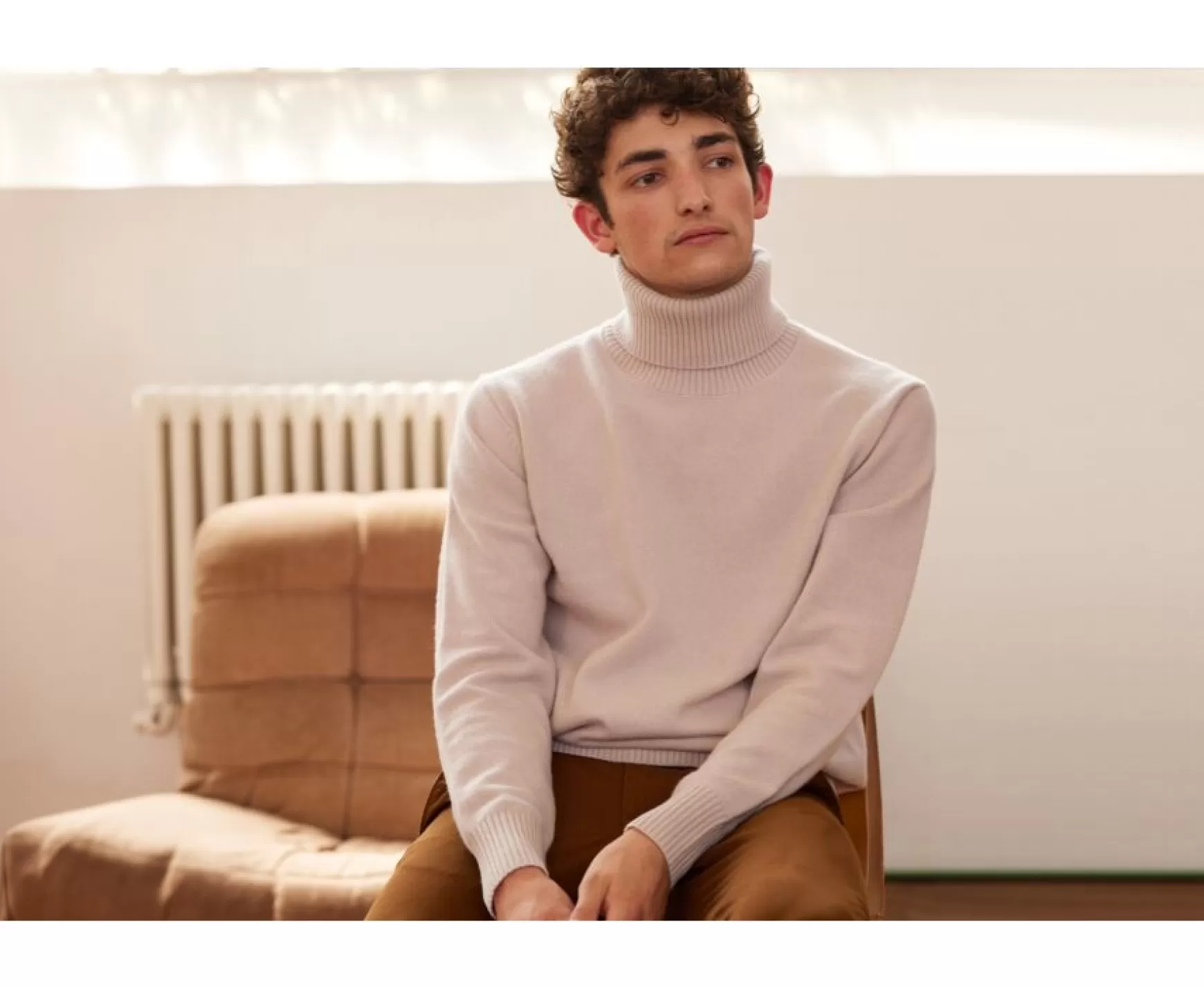 Bexley | Khaki Wool Roll-Neck Jumper - Kenneric | Light Beige