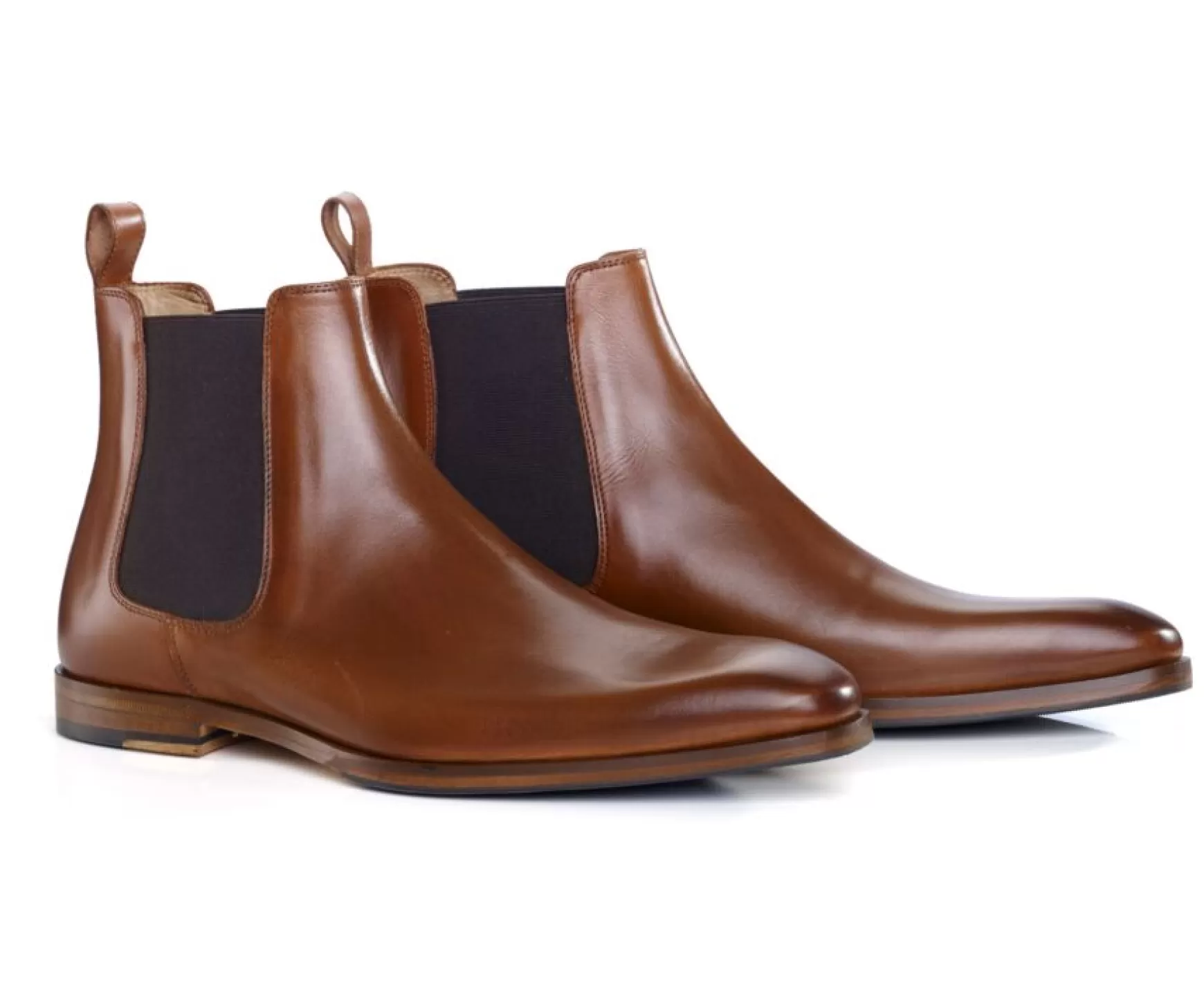 Bexley Chelsea Boots | Leather Chelsea Boots Bergame Patin Patina Cognac