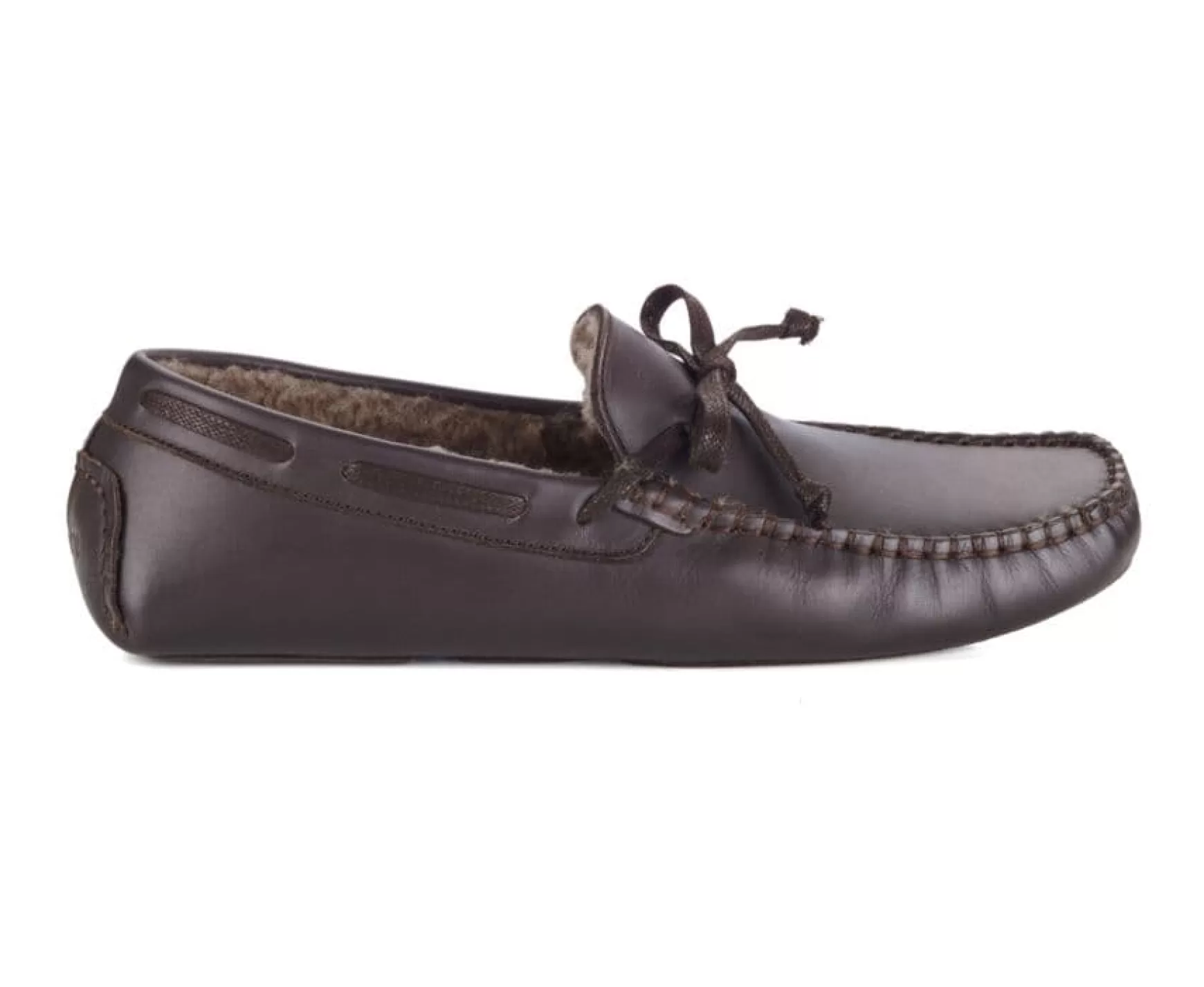 Bexley | Leather Wool Lining Moccasin Slippers Chocolate