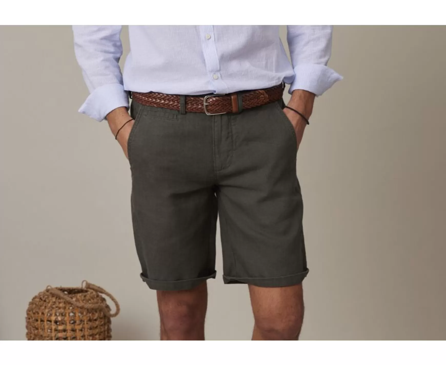 Bexley Chino Shorts | Linen Shorts Borys Dark Olive