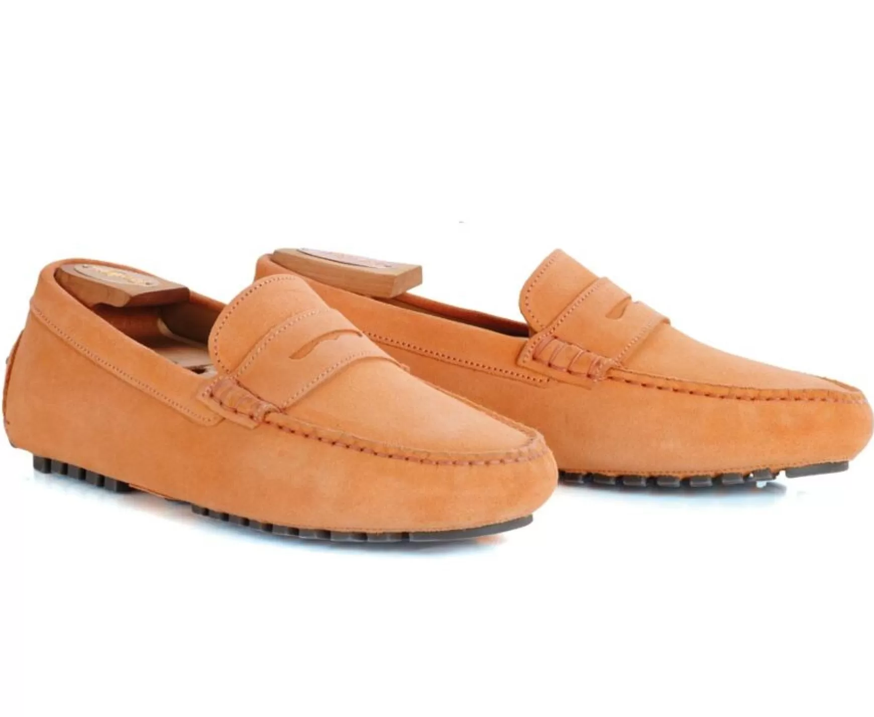 Bexley Moccasins | Mandarin Velvet Men'S Driving Moccassins Ferguson Velours Mandarine