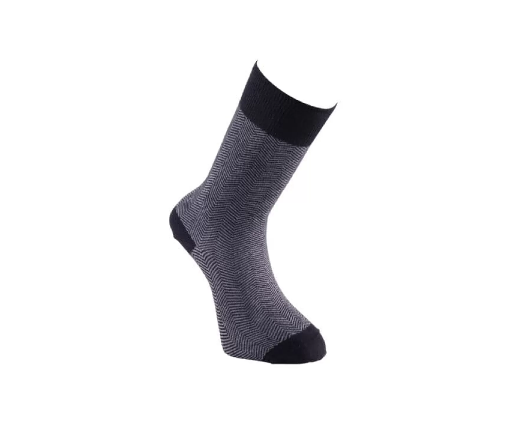 Bexley | Men'S Black & Grey Thick Cotton Socks With Herringbone Style Black And Grey