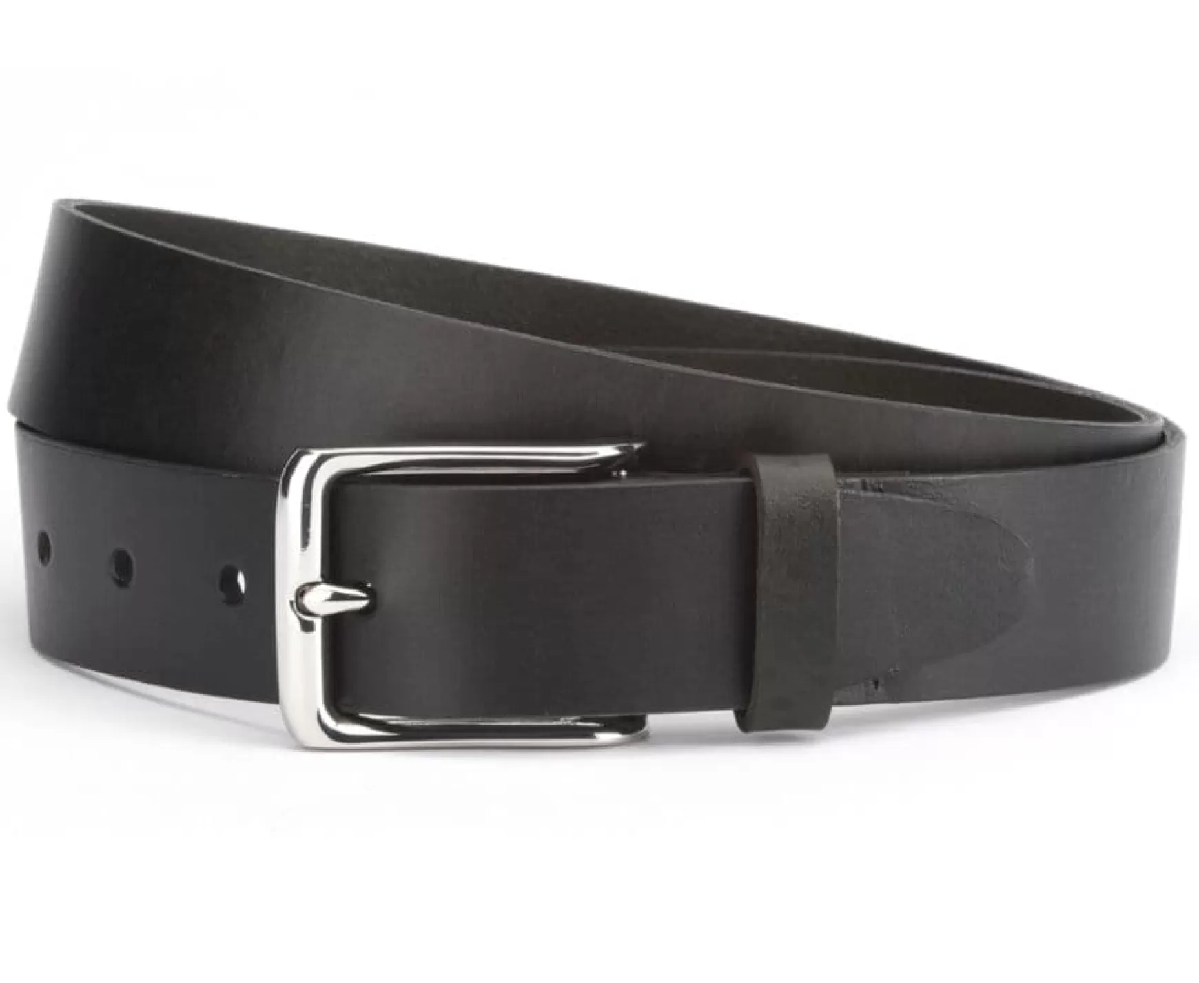 Bexley | Men'S Black Leather Belt Westwood Ii Silver Blackblack With Black Waistband