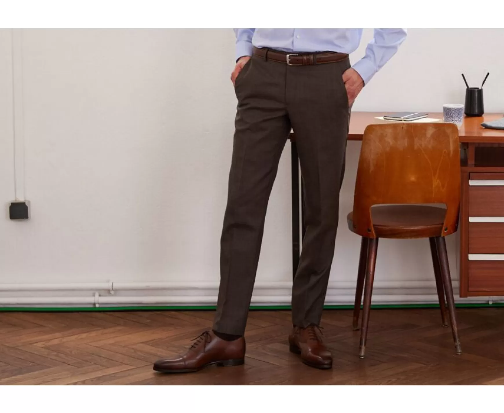 Bexley | Men'S Brown Melange Suit Trousers - Lazare | Melange Brown