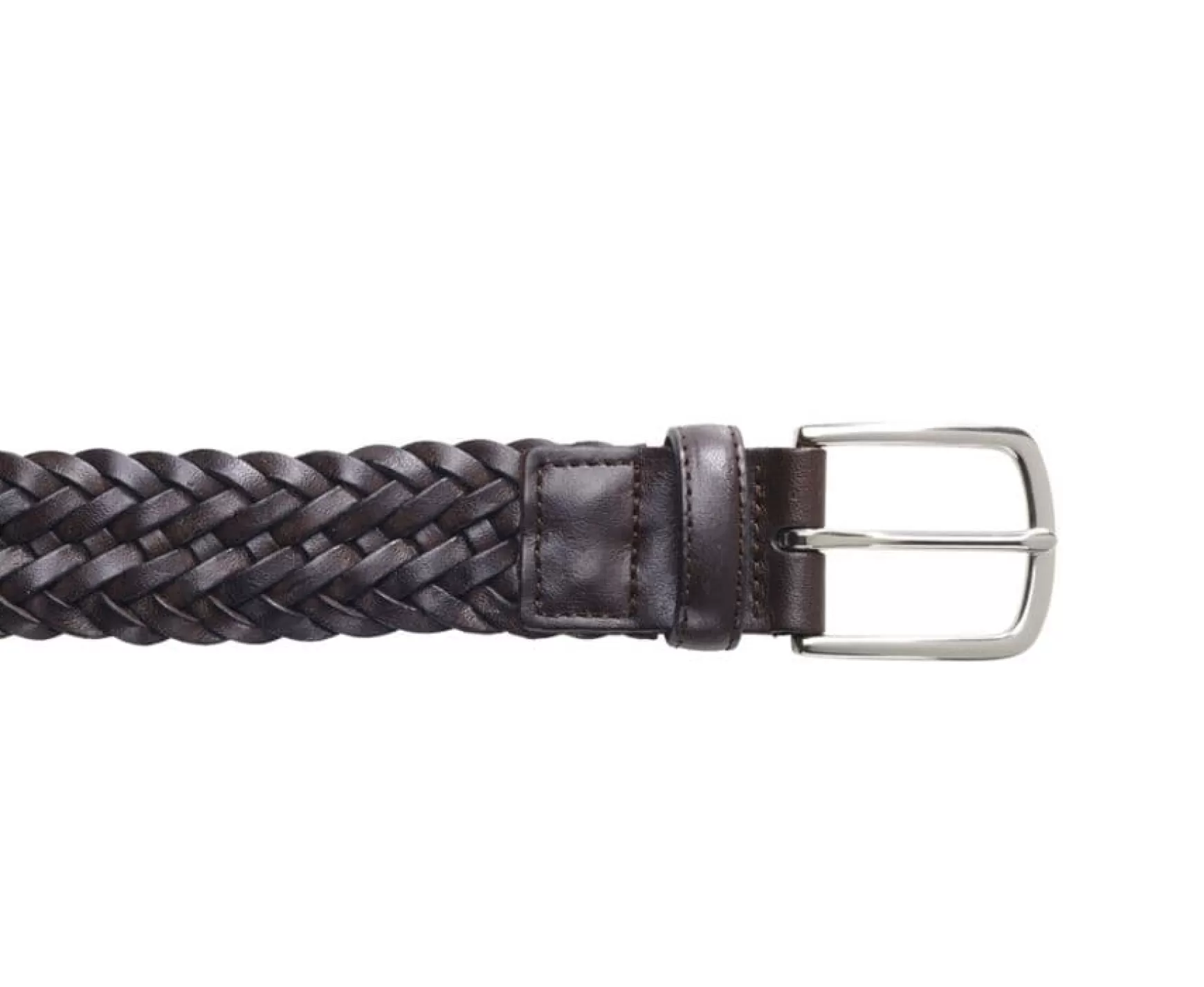 Bexley | Men'S Chocolat Braided Leather Belt Northgate Silver Chocolate