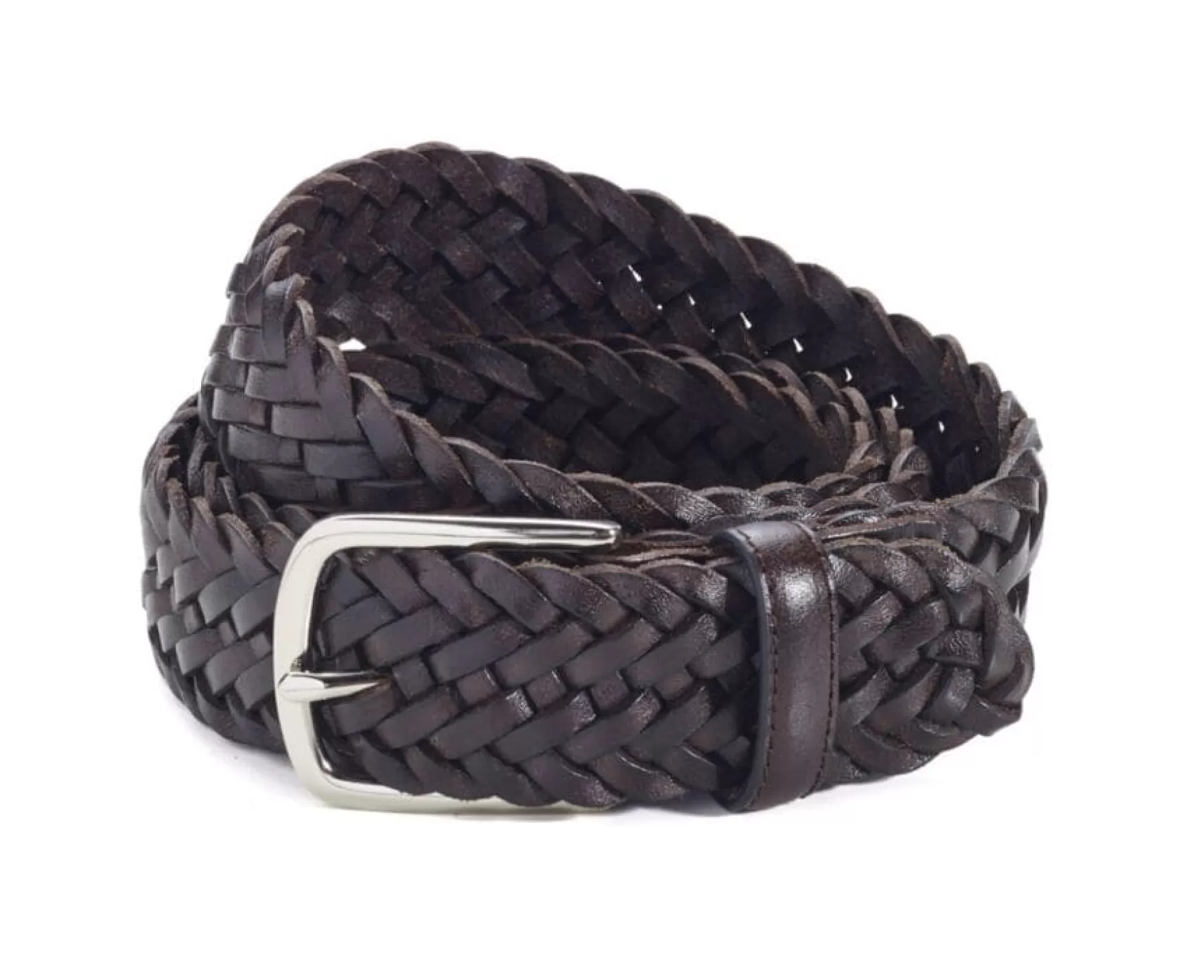 Bexley | Men'S Chocolat Braided Leather Belt Northgate Silver Chocolate