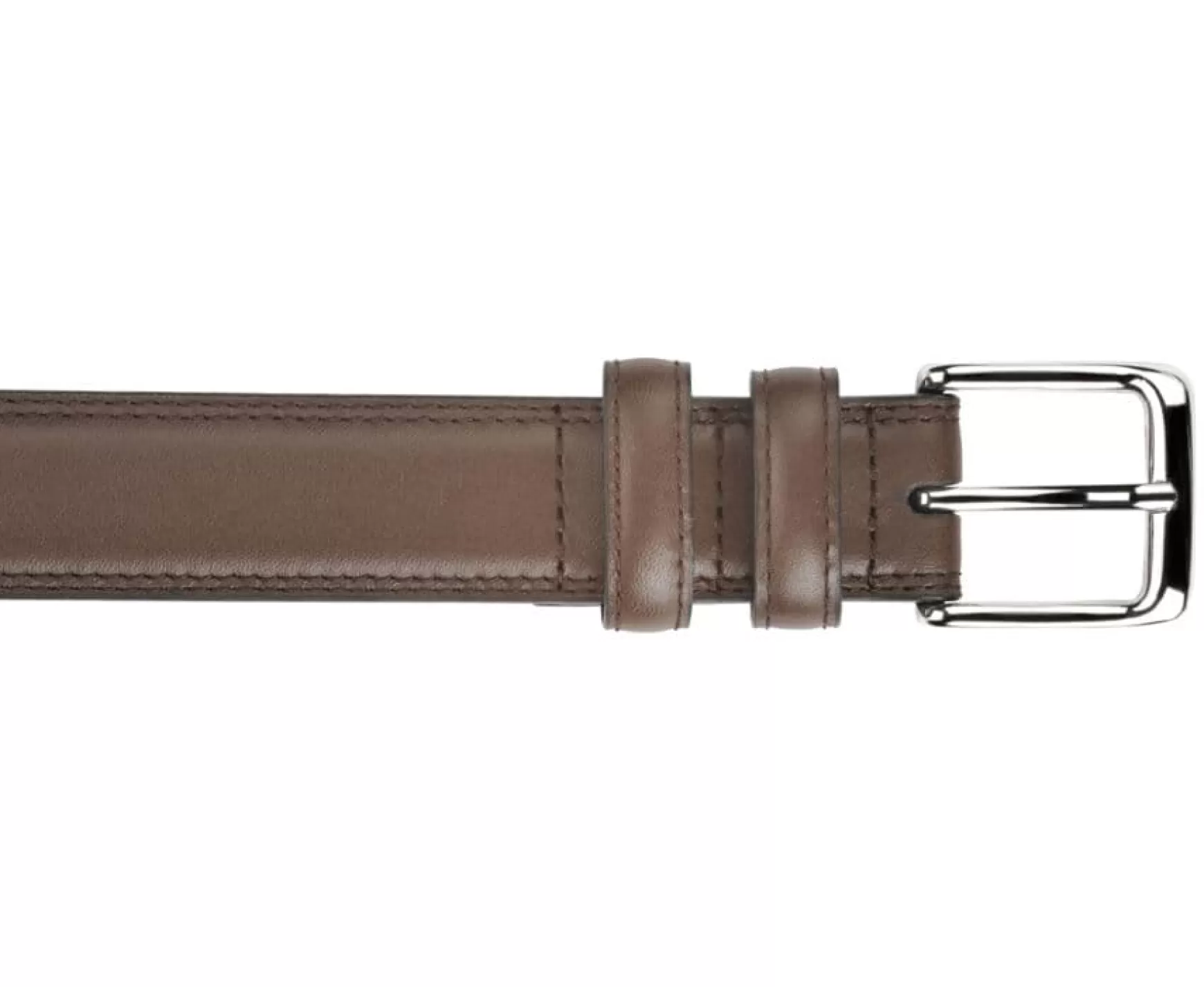 Bexley | Men'S Leather Belt With Silver Buckle Brixton Silver Chestnut