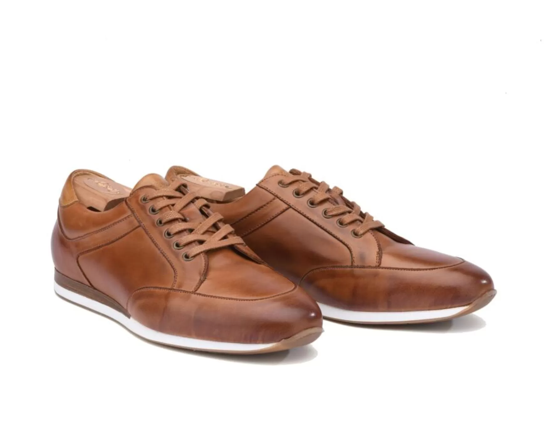 Bexley Trainers & Sneakers | Men'S Leather Trainers Belbara Patina Chestnut