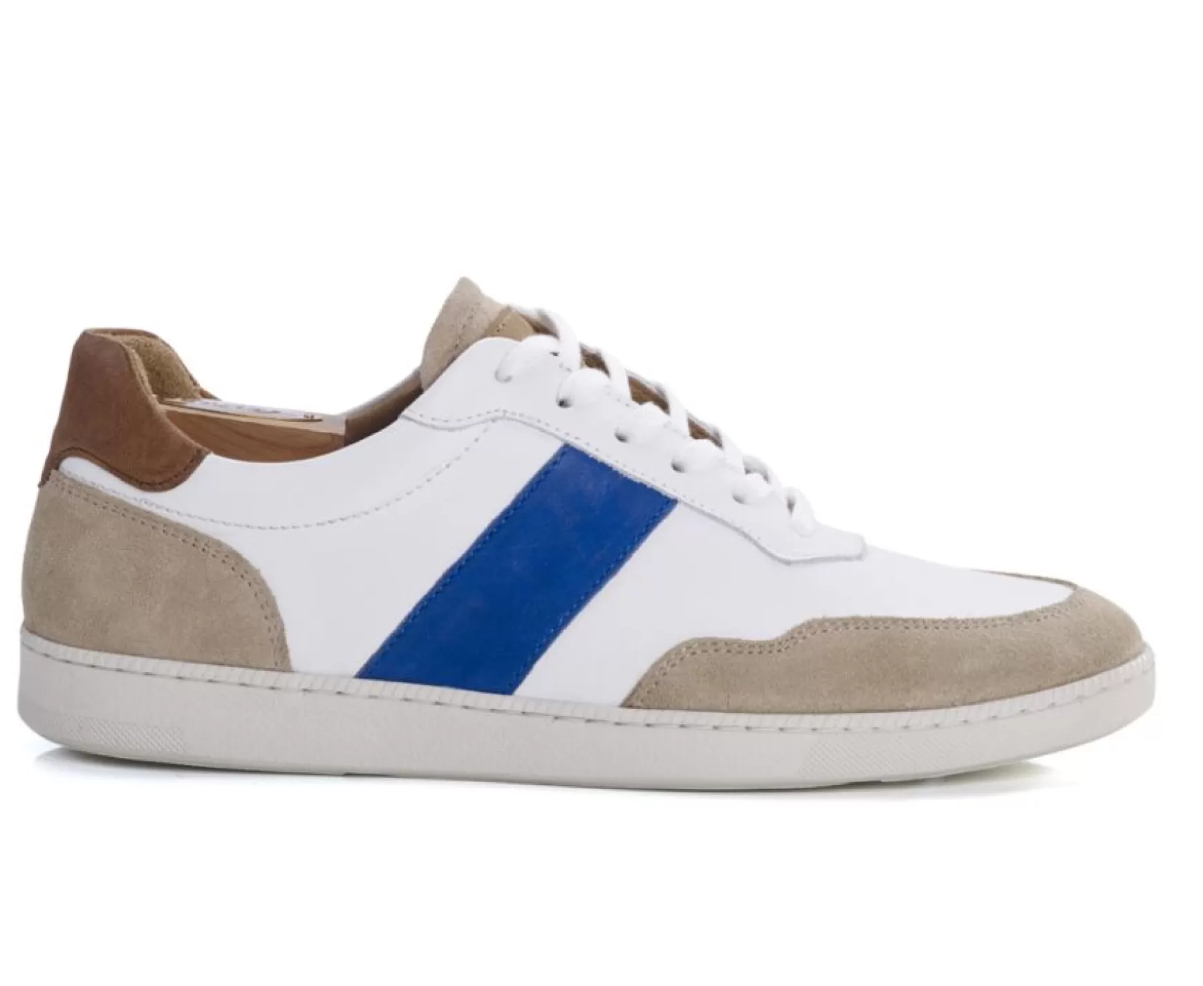 Bexley Trainers & Sneakers | Men'S Leather Trainers Berringa White Beige And Blue