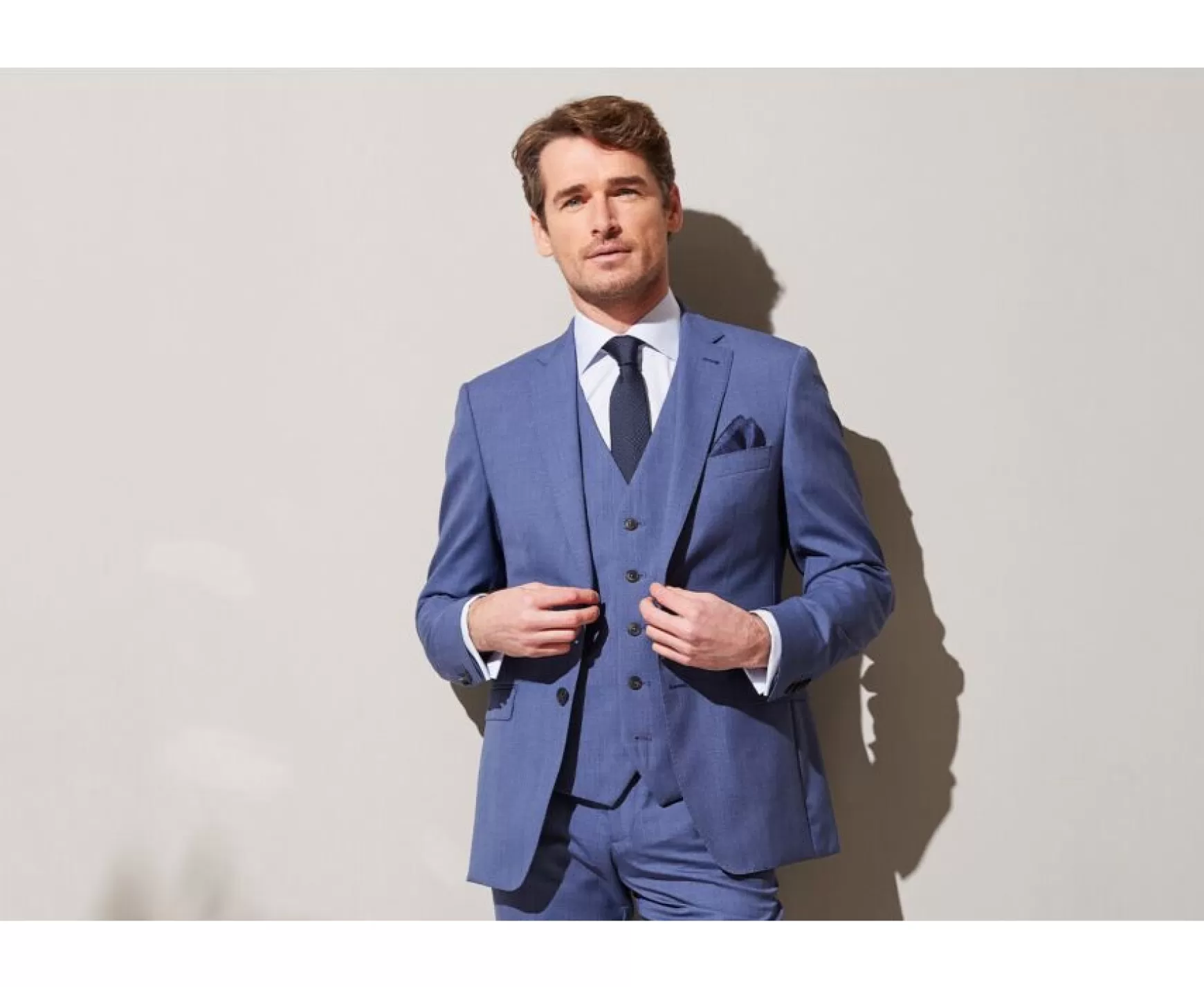 Bexley | Men'S Light Blue Melange Suit Jacket Lazare Light Azul Melange