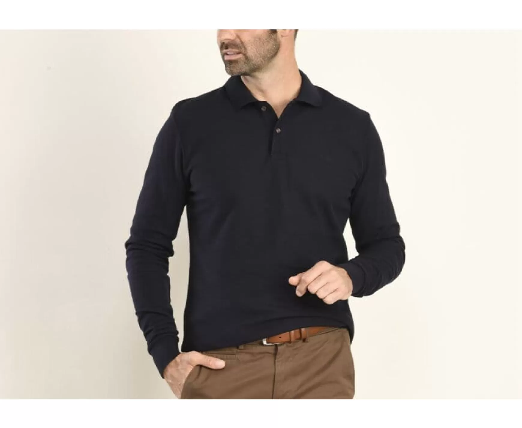 Bexley Adjusted Fit | Men'S Long Sleeve Polo Shirt Andy Ii Ml Navy