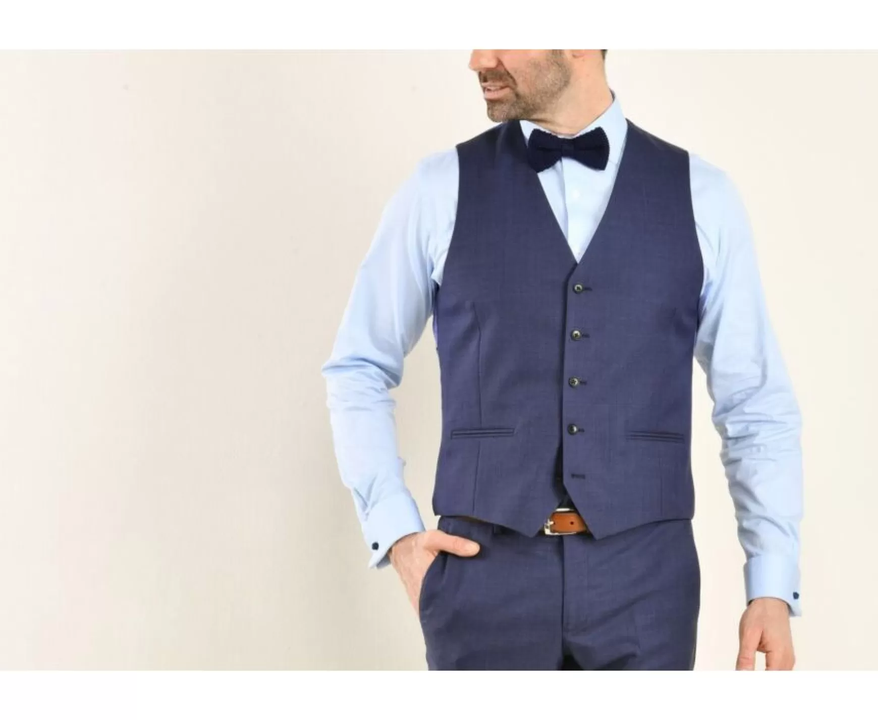 Bexley | Men'S Melange Blue Suit Waistcoat Lazare Blue Melange