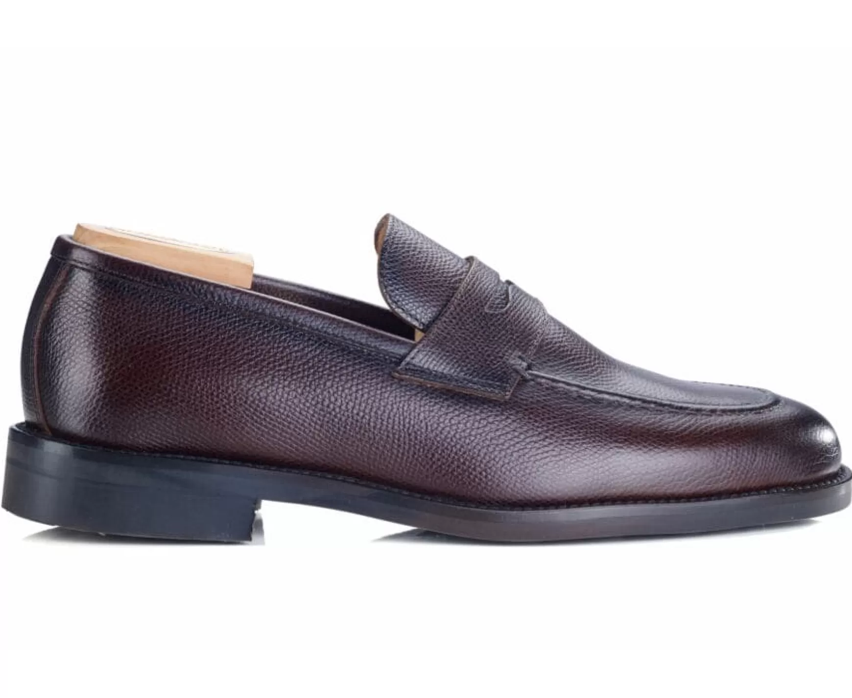 Bexley Comfort Shoes | Men'S Penny Loafers Wemic Gomme City Chocolate Grained Leather