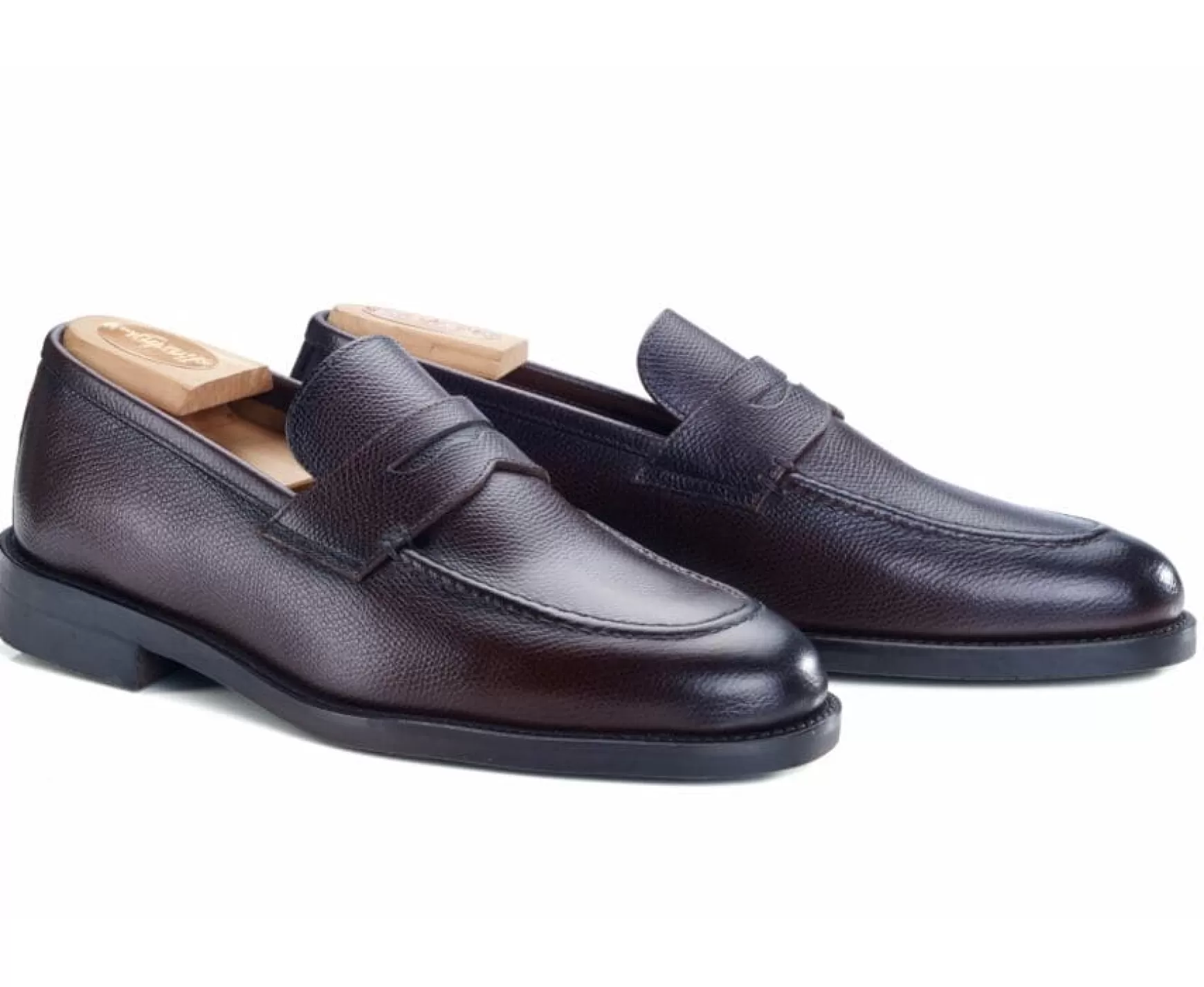 Bexley Comfort Shoes | Men'S Penny Loafers Wemic Gomme City Chocolate Grained Leather