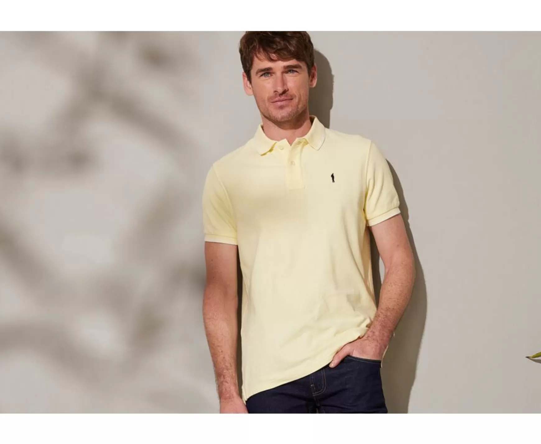 Bexley Adjusted Fit | Men'S Polo Shirt Adney Yellow And White