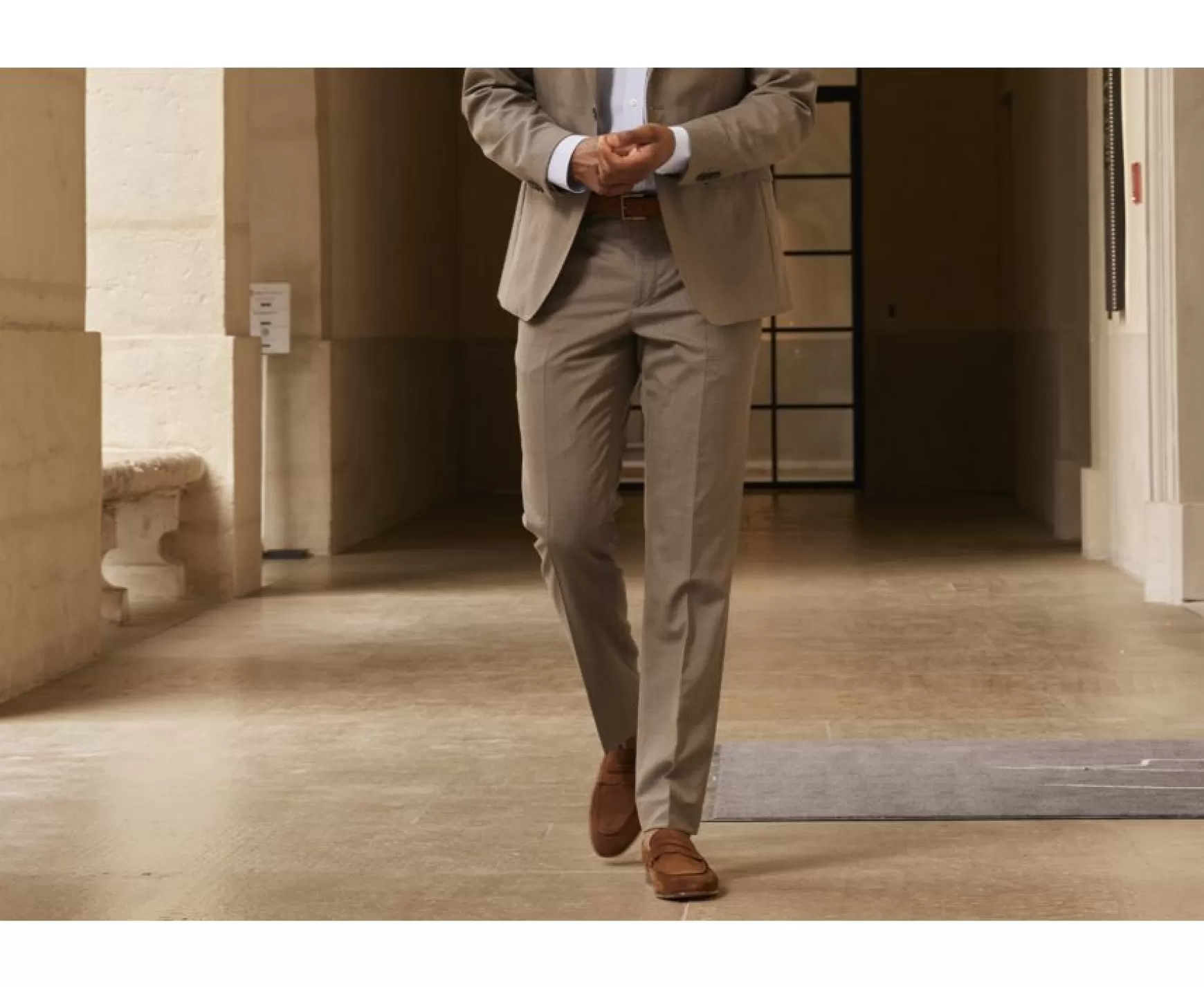 Bexley | Men'S Taupe Melange Suit Trousers Lazare Light Taupe Melange