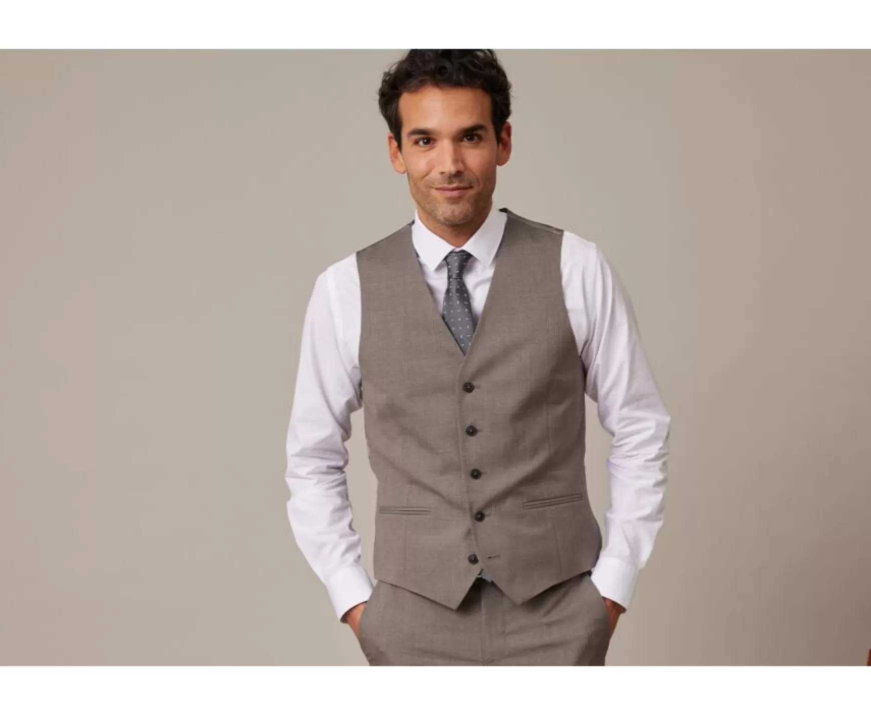 Bexley | Men'S Taupe Melange Suit Waistcoat Lazare Light Taupe Melange