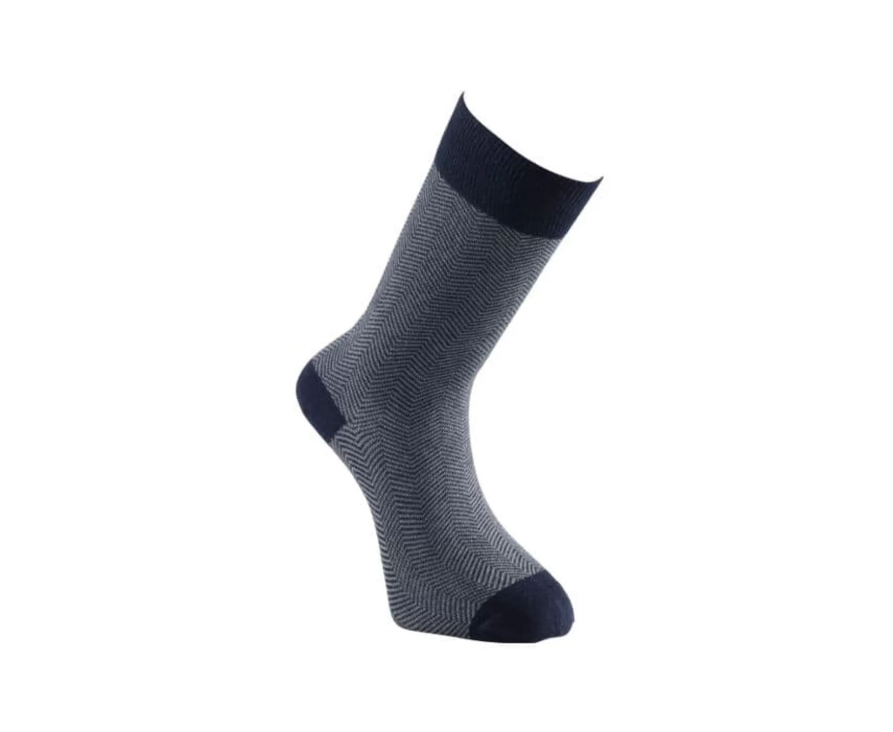 Bexley | Men'S Thick Cotton Socks With Herringbone Style Navy & Green