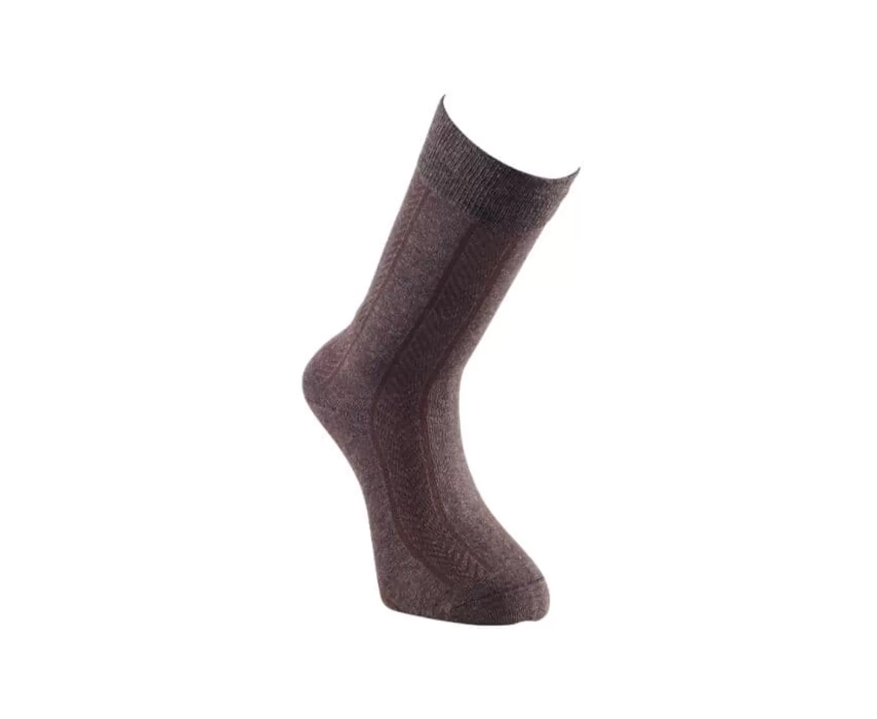 Bexley | Men'S Thick Cotton Socks With Herringbone Style Chocolate Melange