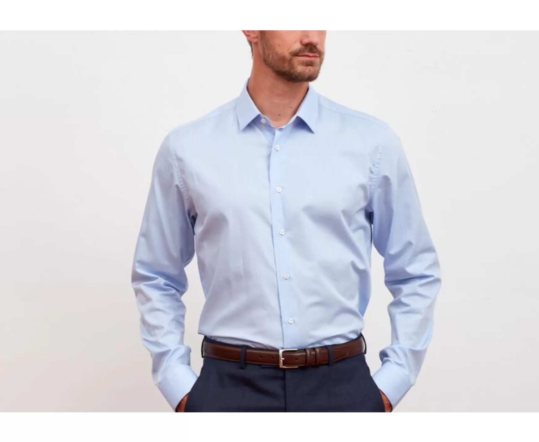 Bexley | Men'S Twill Shirt Camelien Blue Sky