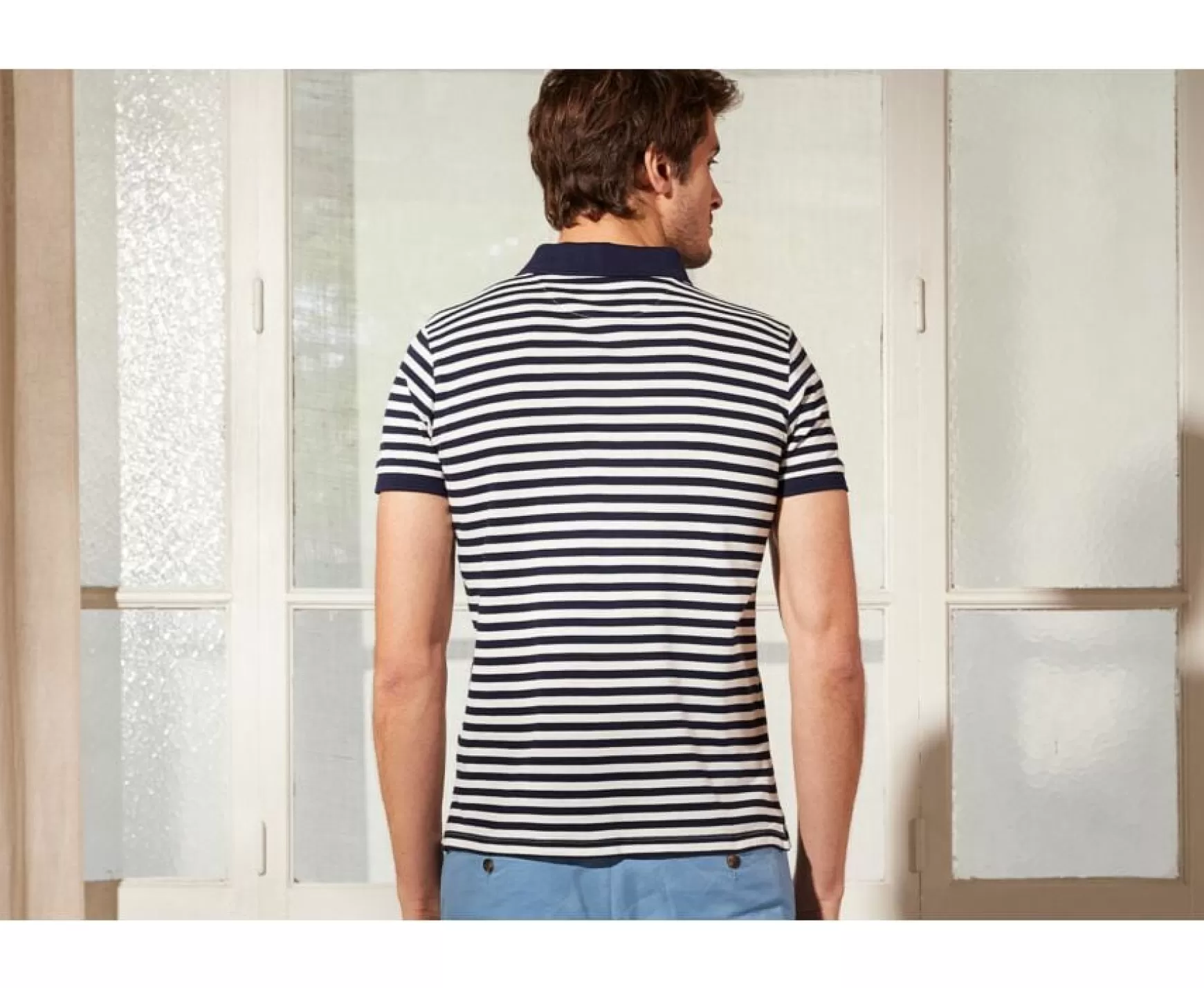 Bexley Adjusted Fit | Navy And White Striped Polo Shirt Alec Navy Striped