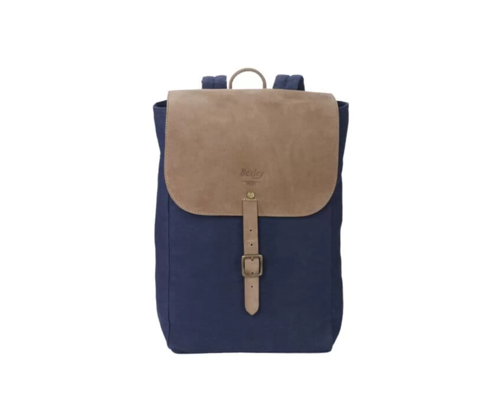 Bexley | Navy Cotton Canva And Tobacco Goat Suede Backpack Huntington Toile Navy Et Tabac