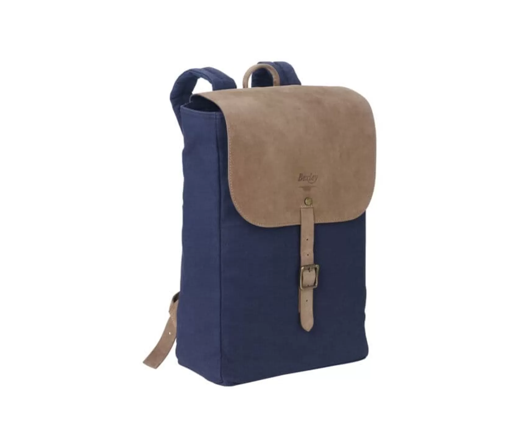 Bexley | Navy Cotton Canva And Tobacco Goat Suede Backpack Huntington Toile Navy Et Tabac