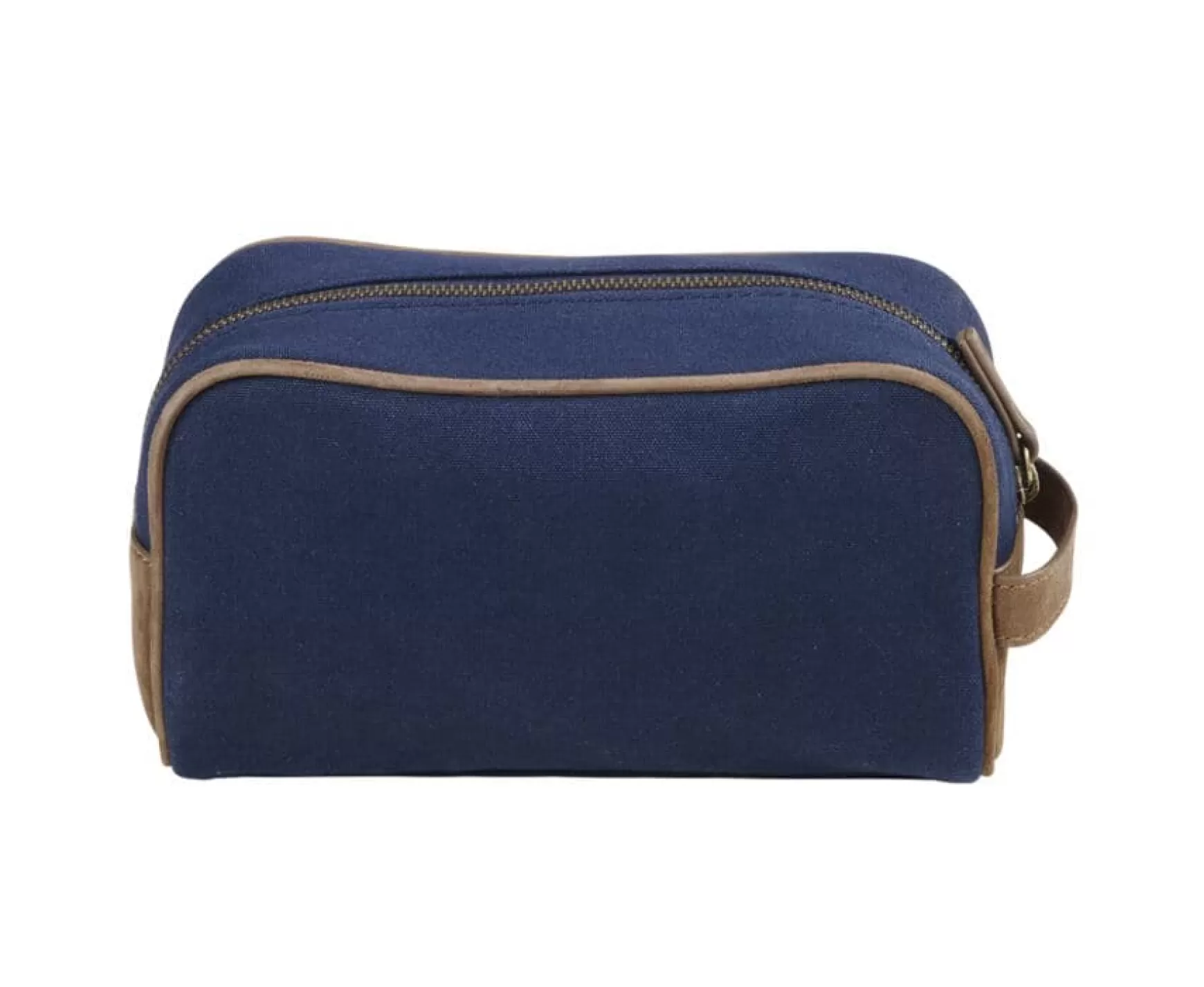 Bexley | Navy Cotton Canva And Tobacco Goat Suede Travel Kit Toile Navy Et Tabac