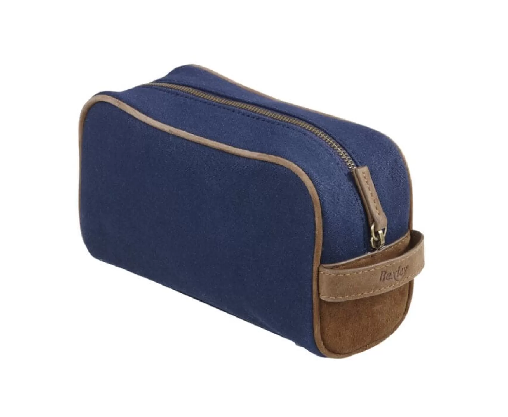 Bexley | Navy Cotton Canva And Tobacco Goat Suede Travel Kit Toile Navy Et Tabac