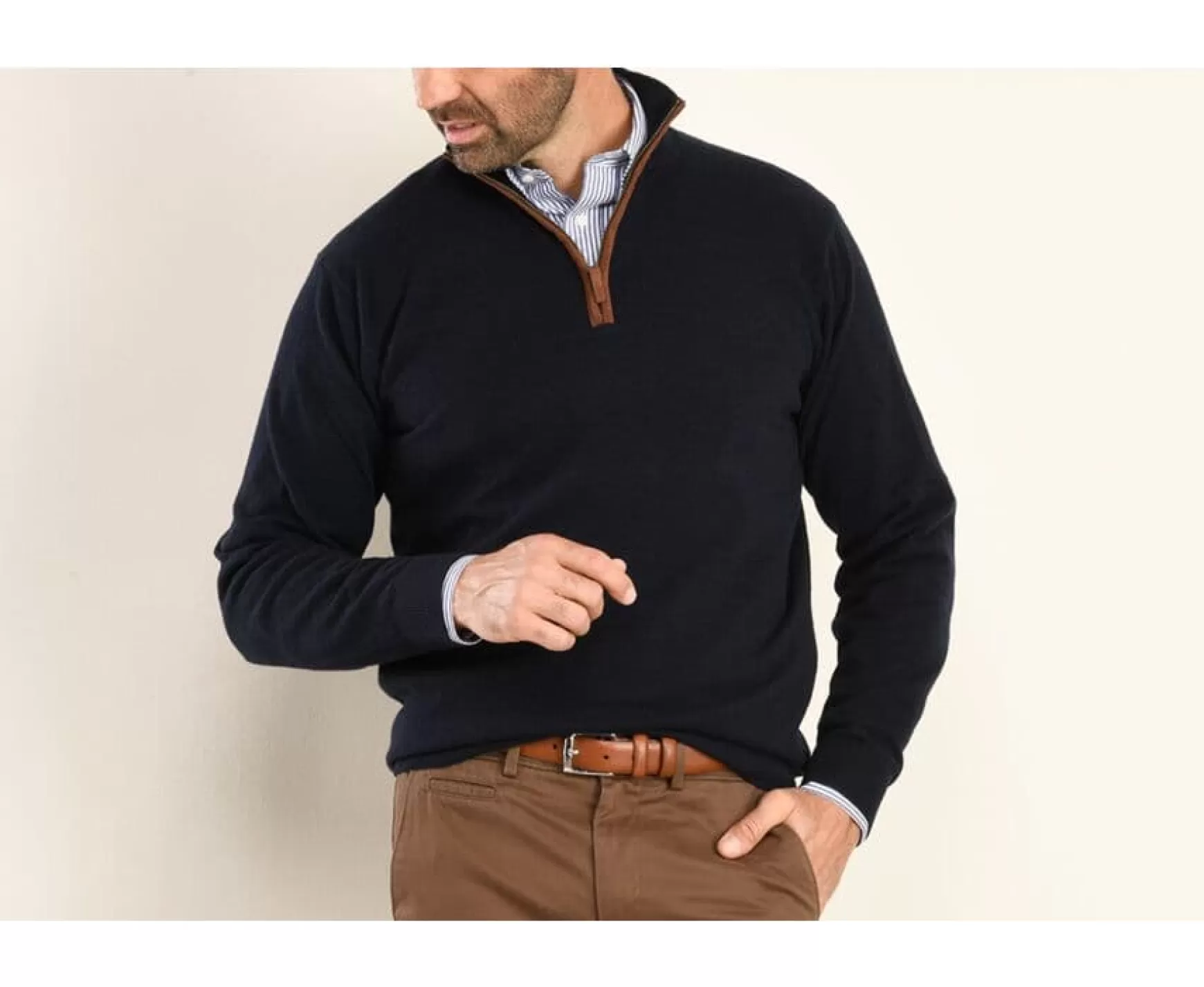 Bexley | Navy Half-Zip Wool Jumper Keithy Navy Blue