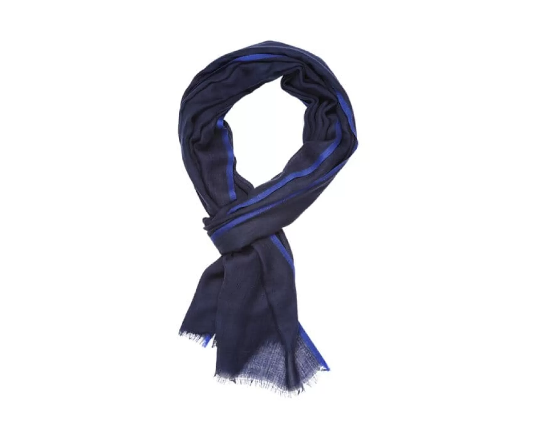 Bexley | Navy Herringbone Wool Scarf - Royal Blue Border Chevron-Patterned Navy